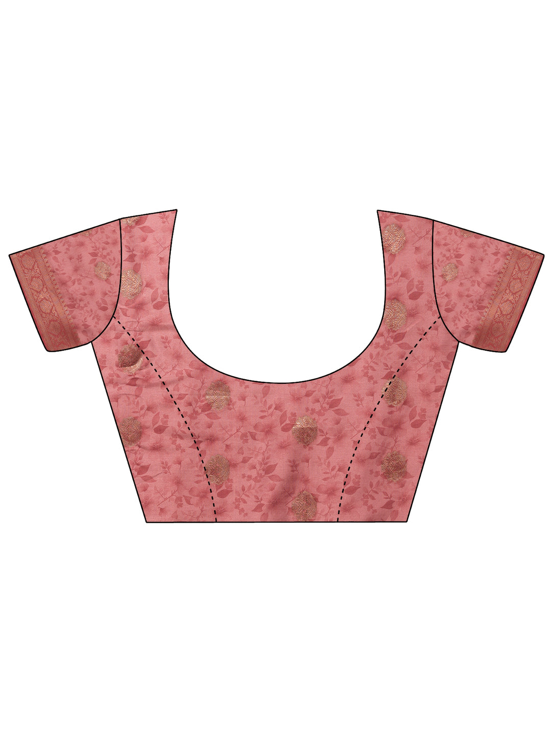  Beige Printed Silk Blend Saree With Unstitched Blouse Piece 