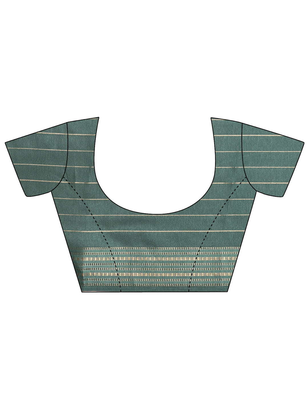  Green Printed Silk Blend Saree With Unstitched Blouse Piece 