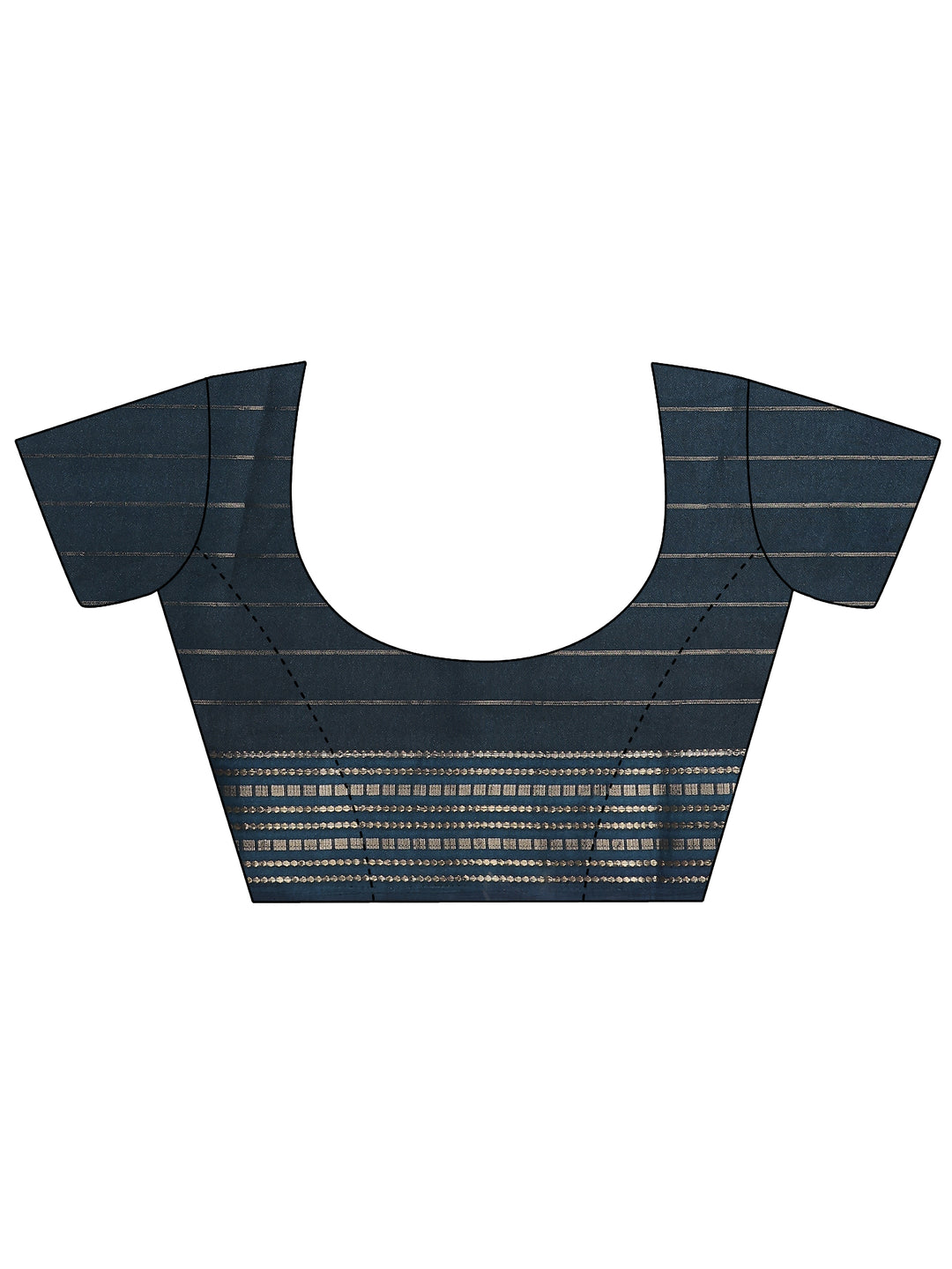  Blue Printed Silk Blend Saree With Unstitched Blouse Piece 