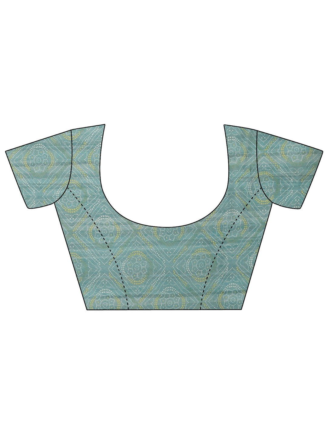  Green Printed Silk Blend Saree With Unstitched Blouse Piece 