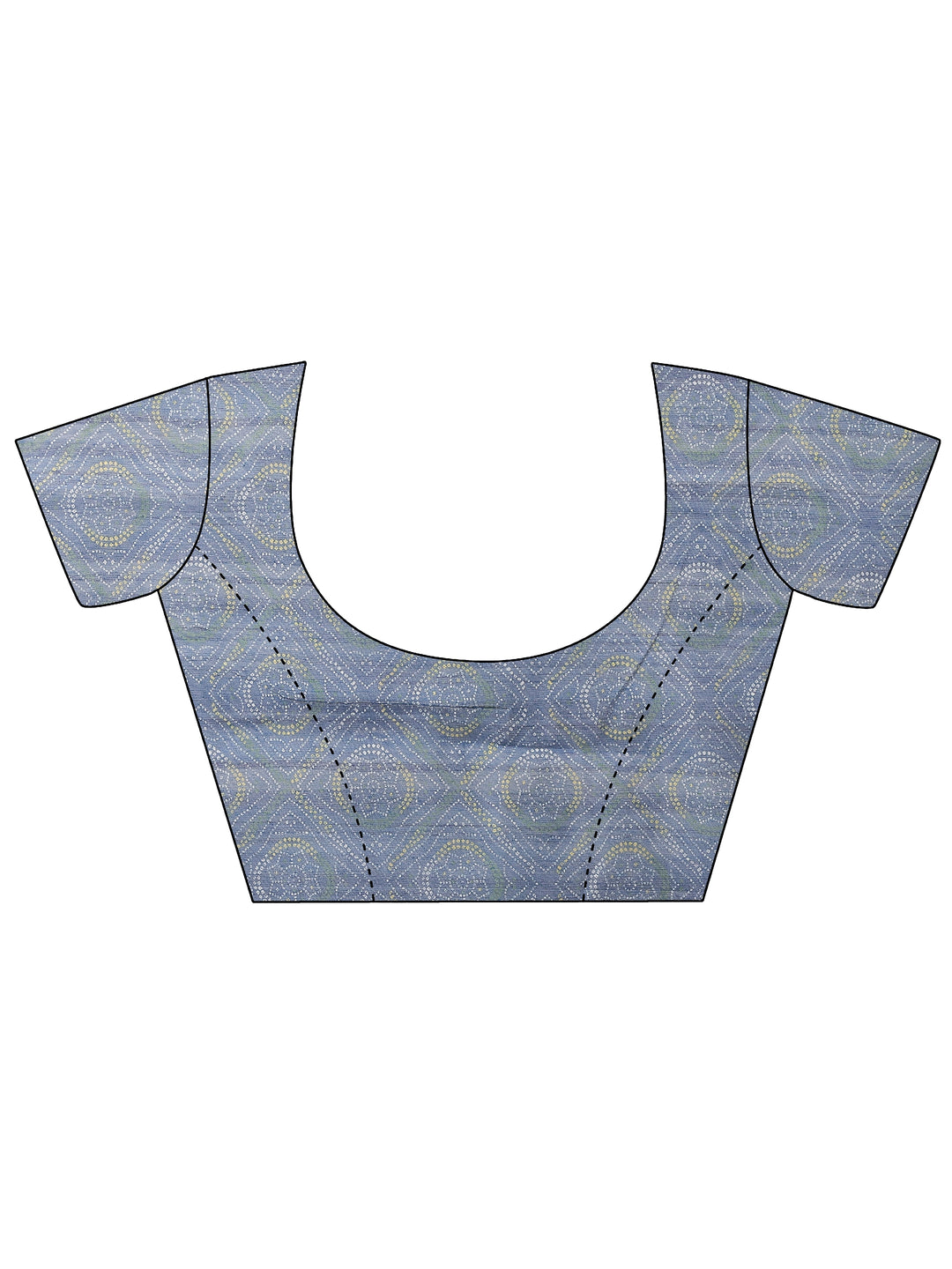  Blue Printed Silk Blend Saree With Unstitched Blouse Piece 