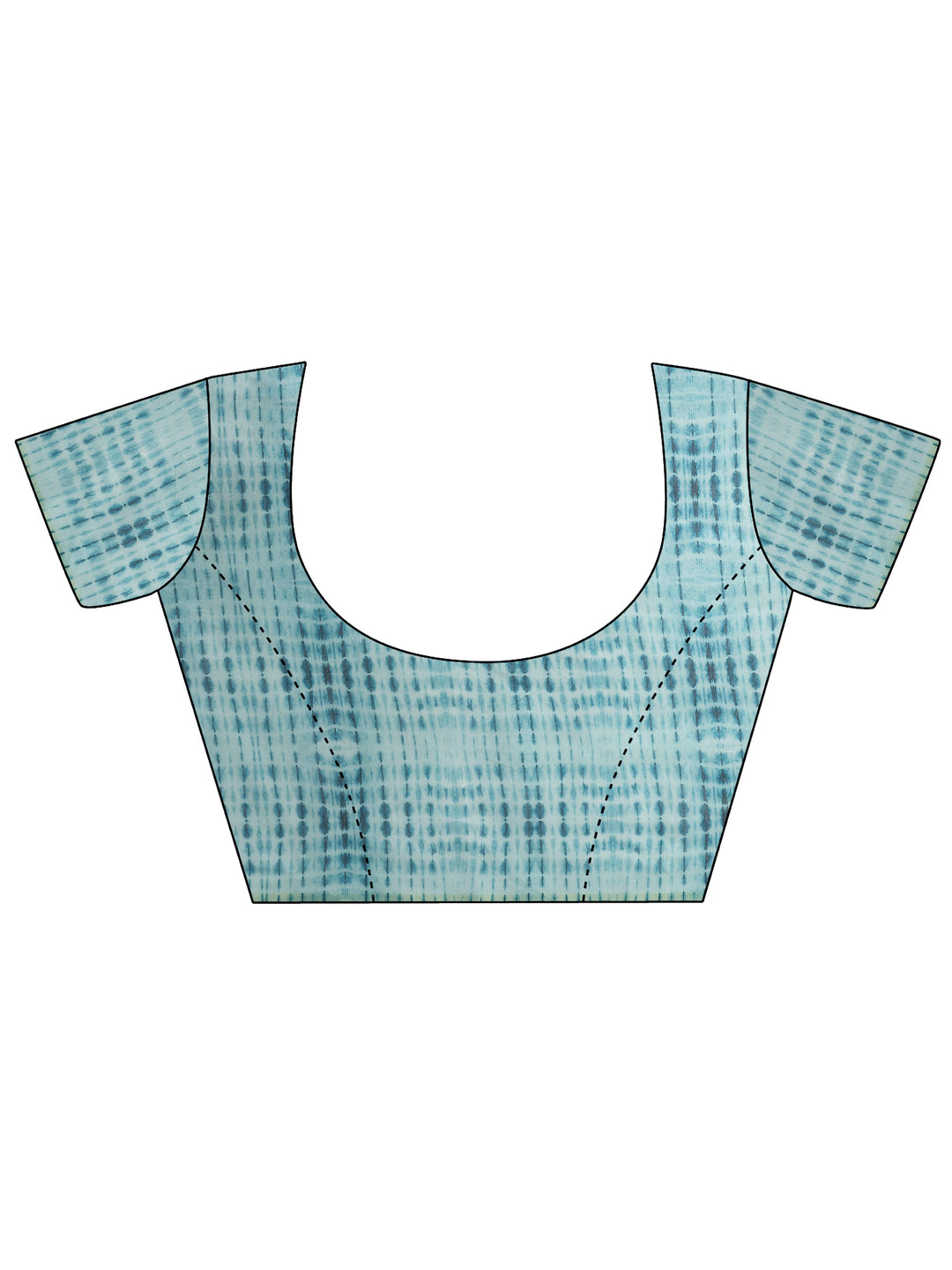  Blue Printed Silk Blend Saree With Unstitched Blouse Piece 