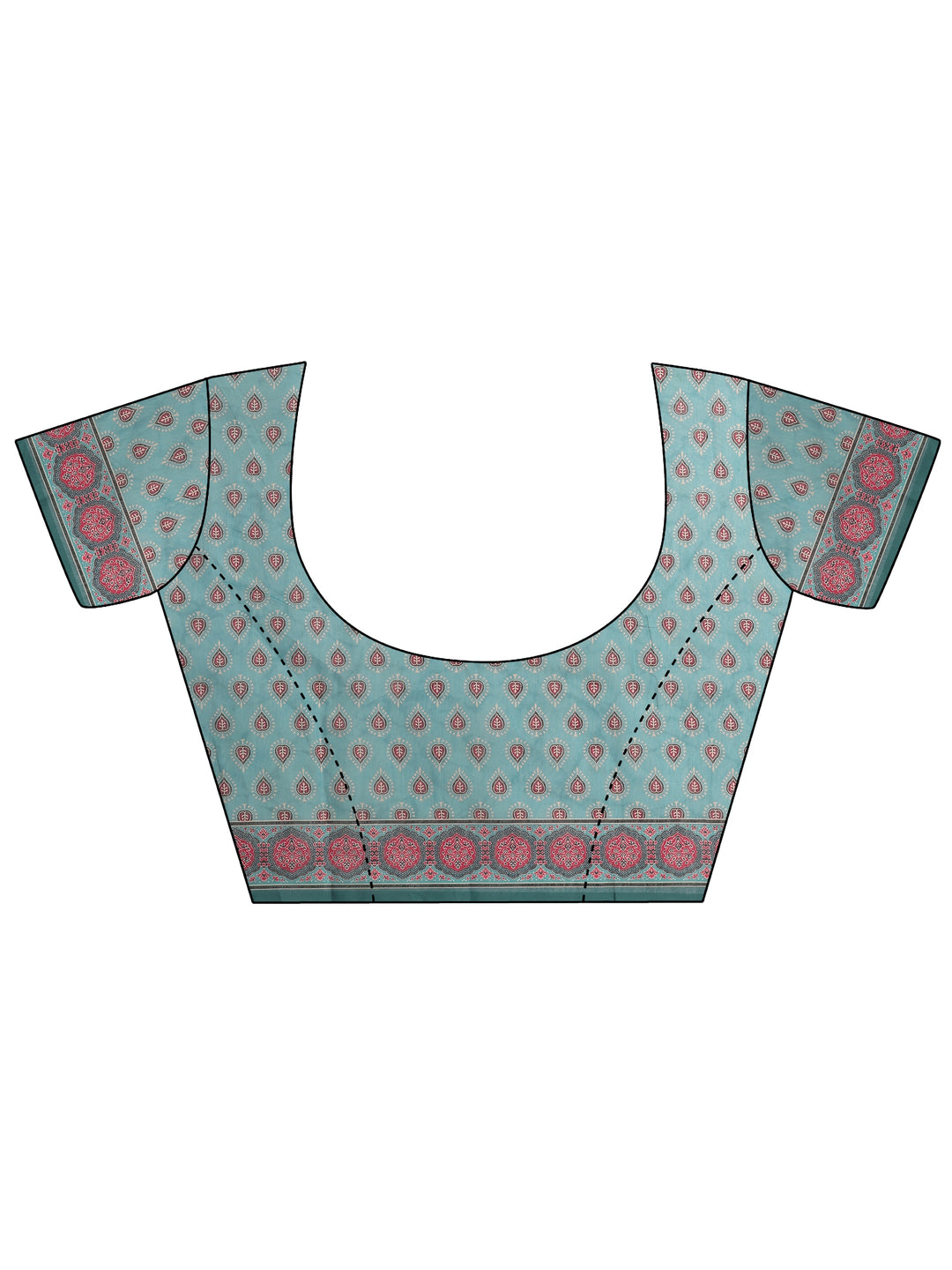  Green Printed Silk Blend Saree With Unstitched Blouse Piece 