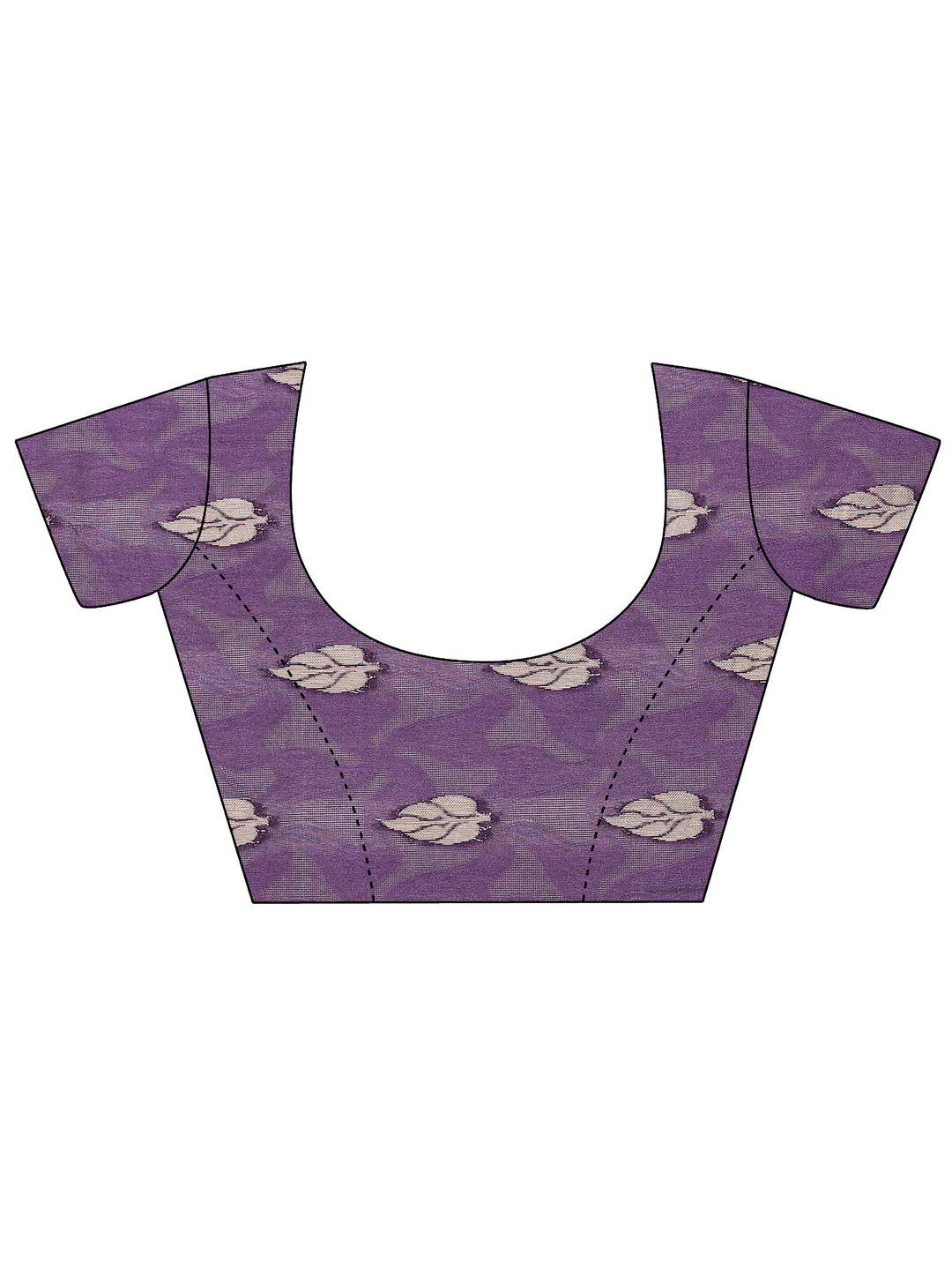  Purple Printed Silk Blend Saree With Unstitched Blouse Piece 