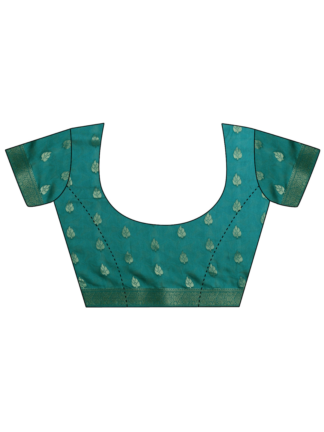  Green Printed Silk Blend Saree With Unstitched Blouse Piece 