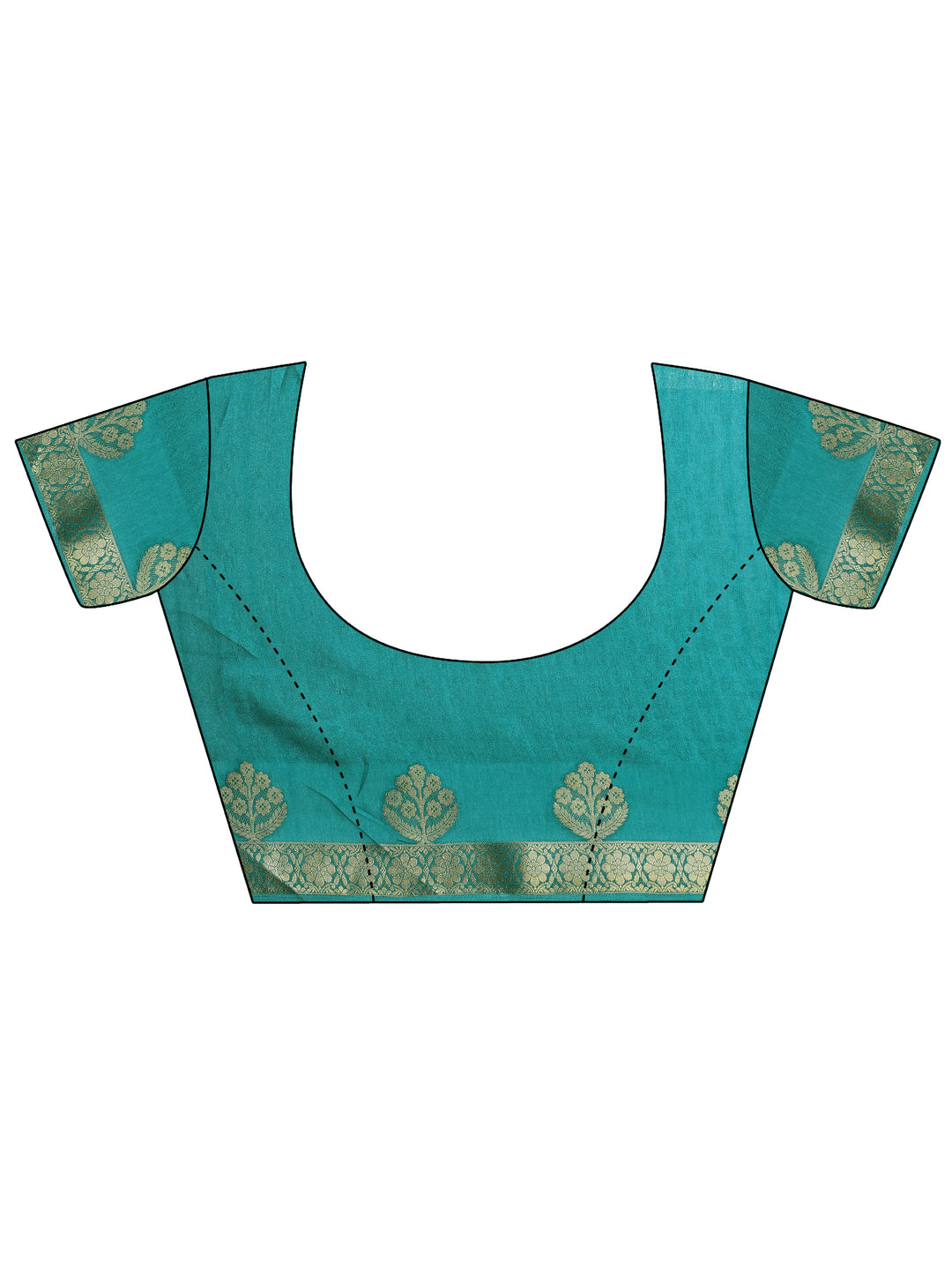  Green Printed Silk Blend Saree With Unstitched Blouse Piece 