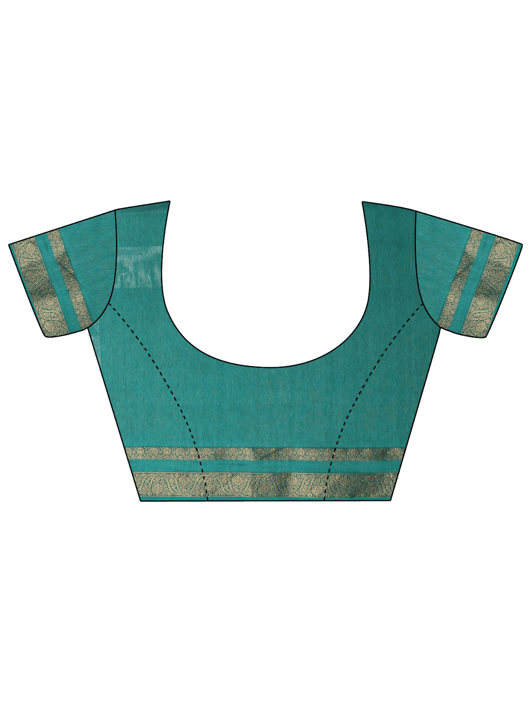  Green Printed Silk Blend Saree With Unstitched Blouse Piece 