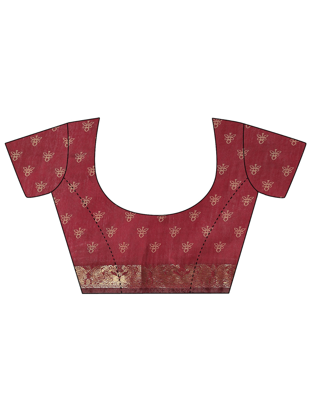  Blue Printed Silk Blend Saree With Unstitched Blouse Piece 