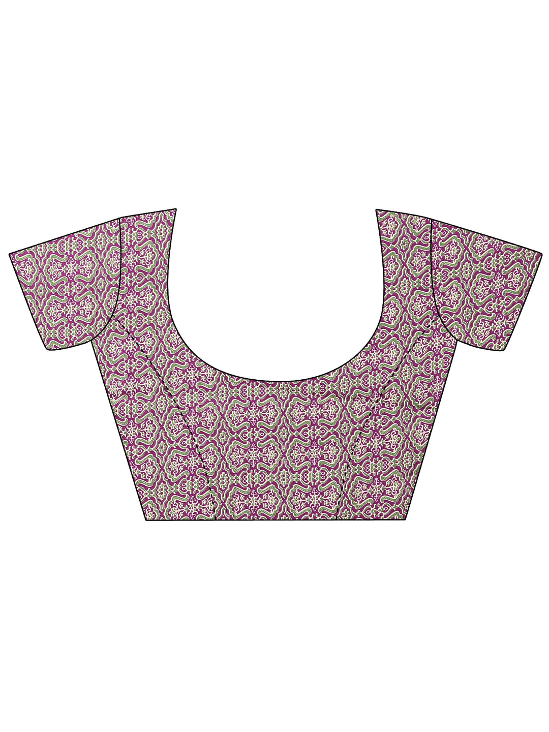  Purple Printed Satin Saree With Unstitched Blouse Piece 