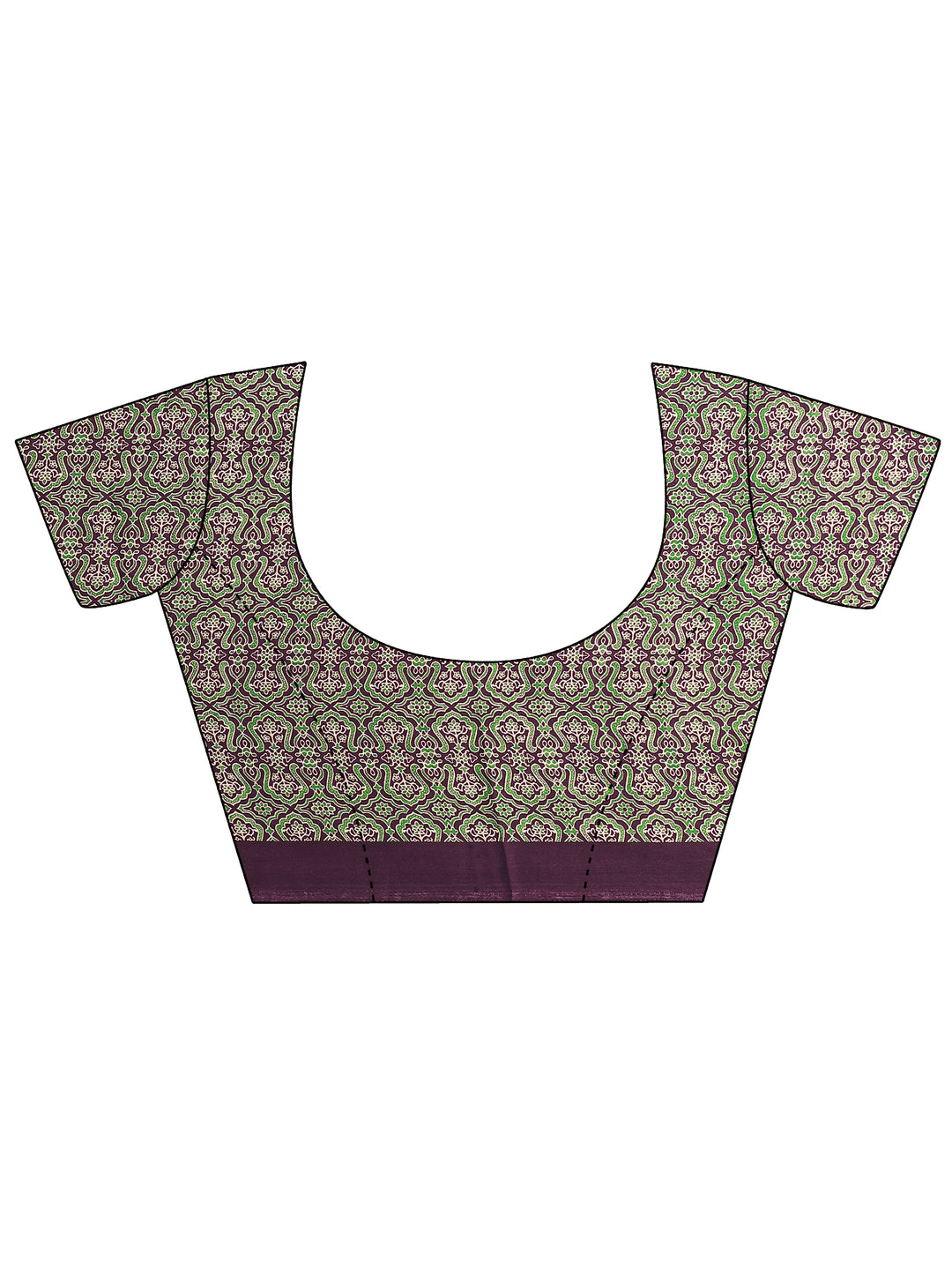  Burgundy Printed Satin Saree With Unstitched Blouse Piece 