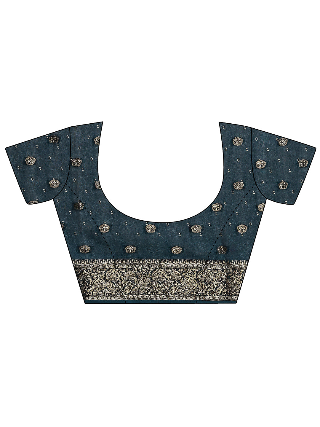  Blue Woven Design Georgette Saree With Unstitched Blouse Piece 