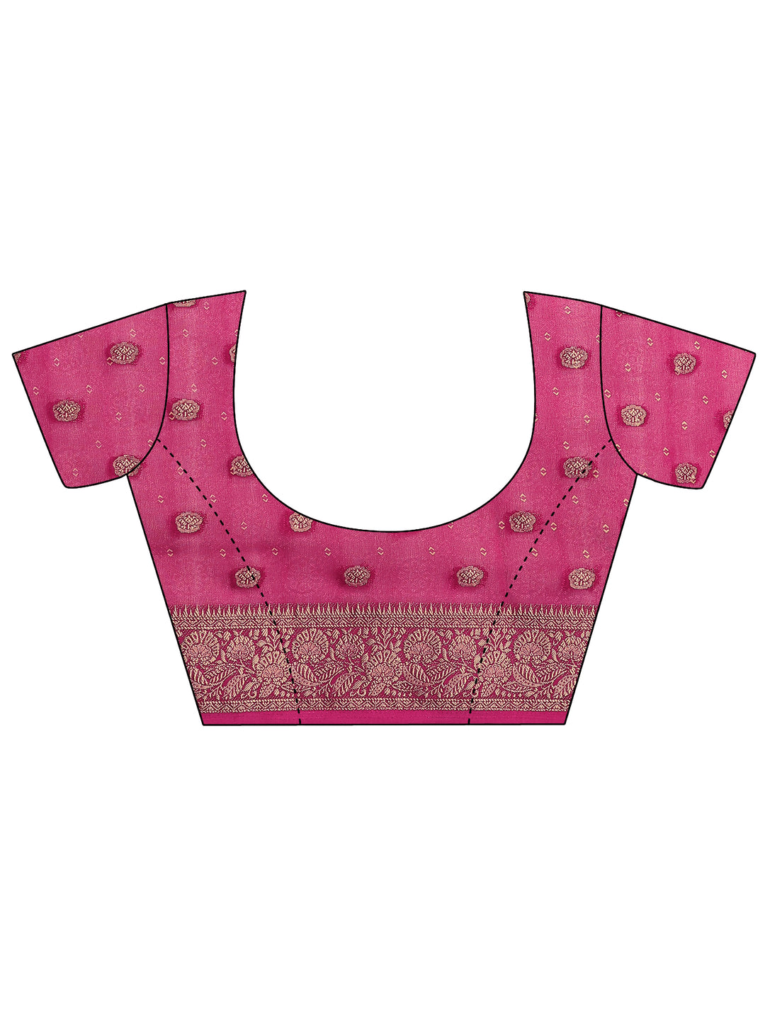  Pink Woven Design Georgette Saree With Unstitched Blouse Piece 