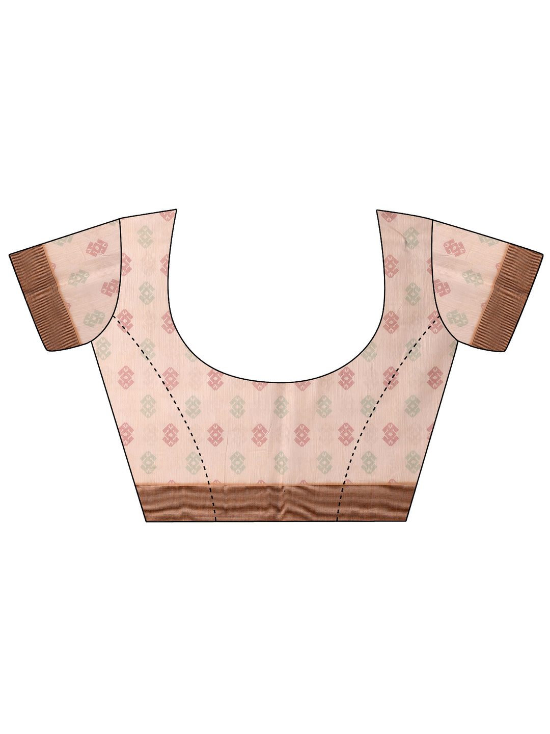  Peach Printed Linen Saree With Unstitched Blouse Piece 