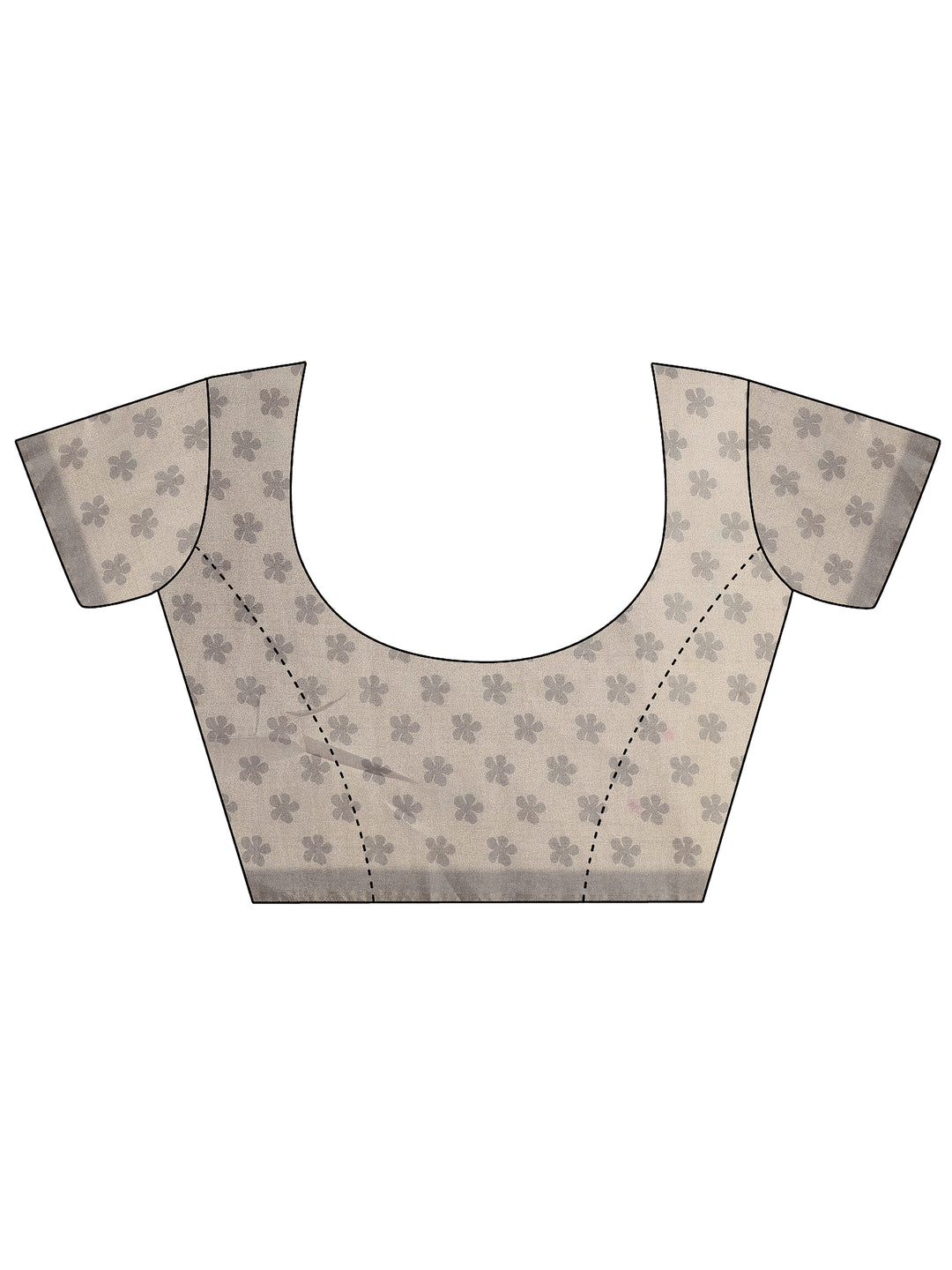  Grey Geometric Printed Silk Blend Saree With Unstitched Blouse Piece 