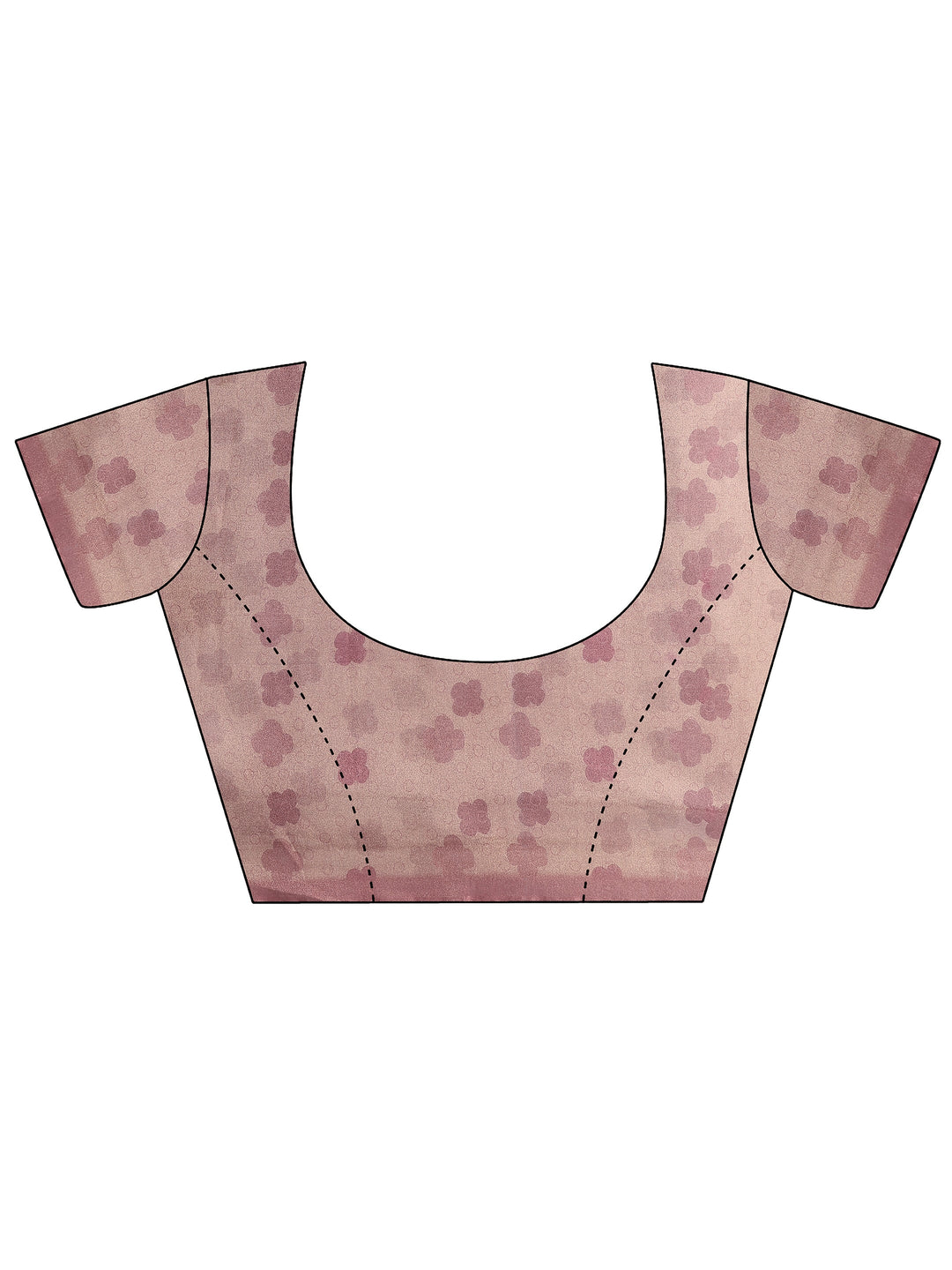  Lavender Printed Silk Blend Saree With Unstitched Blouse Piece 