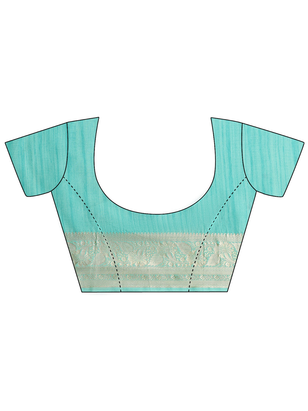  Blue Printed Silk Blend Saree With Unstitched Blouse Piece 