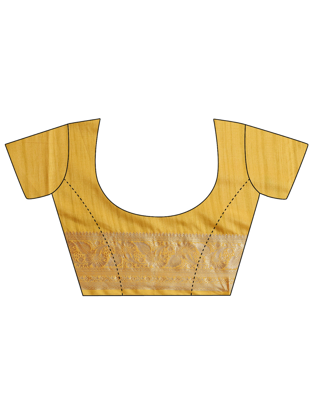  Yellow Printed Silk Blend Saree With Unstitched Blouse Piece 