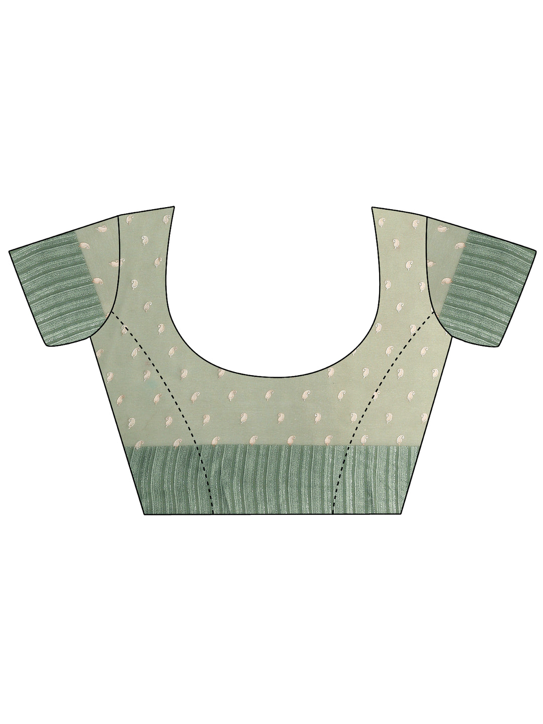  Green Paisley Printed Georgette Saree With Unstitched Blouse Piece 