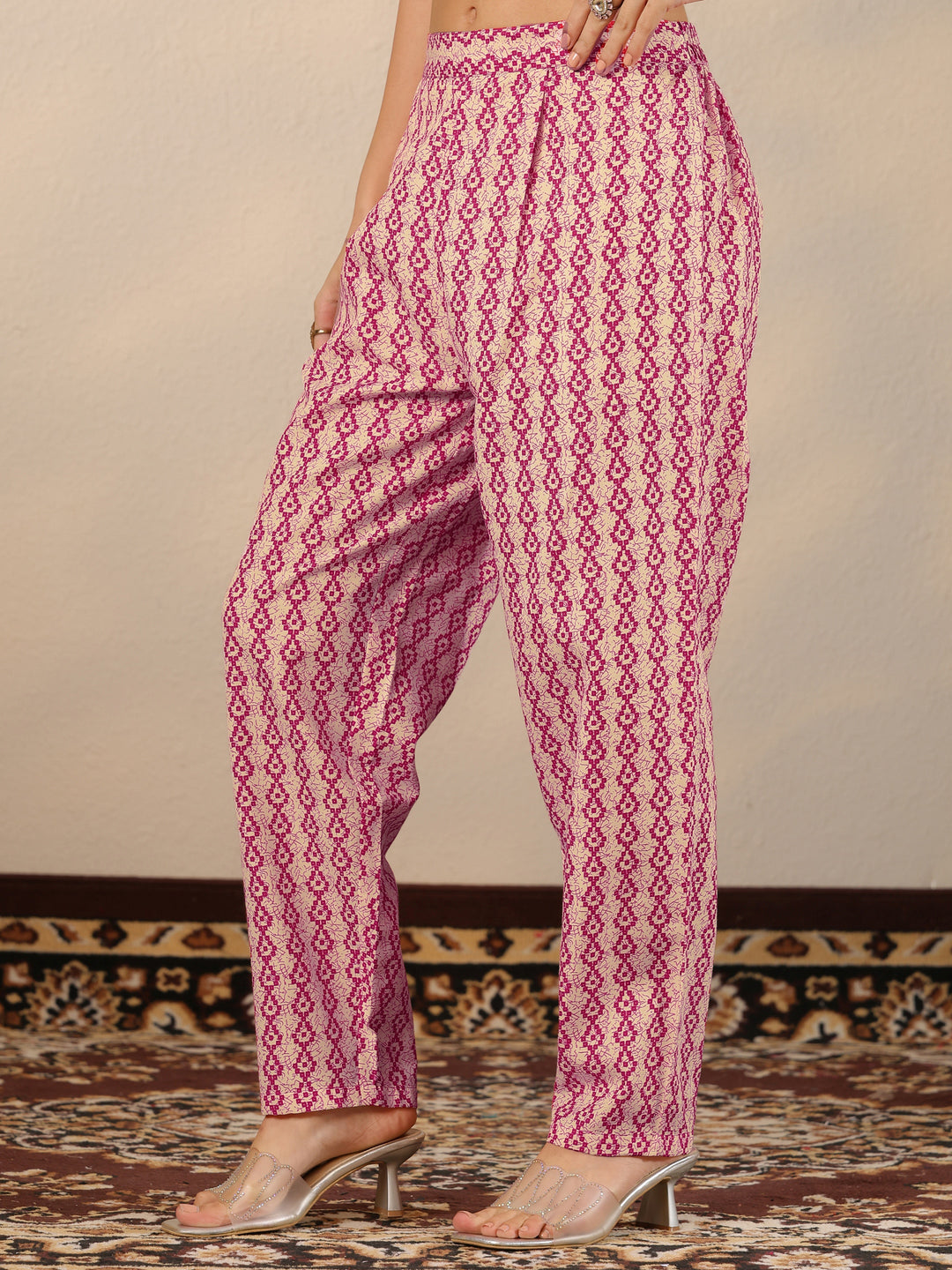  Pink Printed Cotton Blend Straight Suit Set With Dupatta 