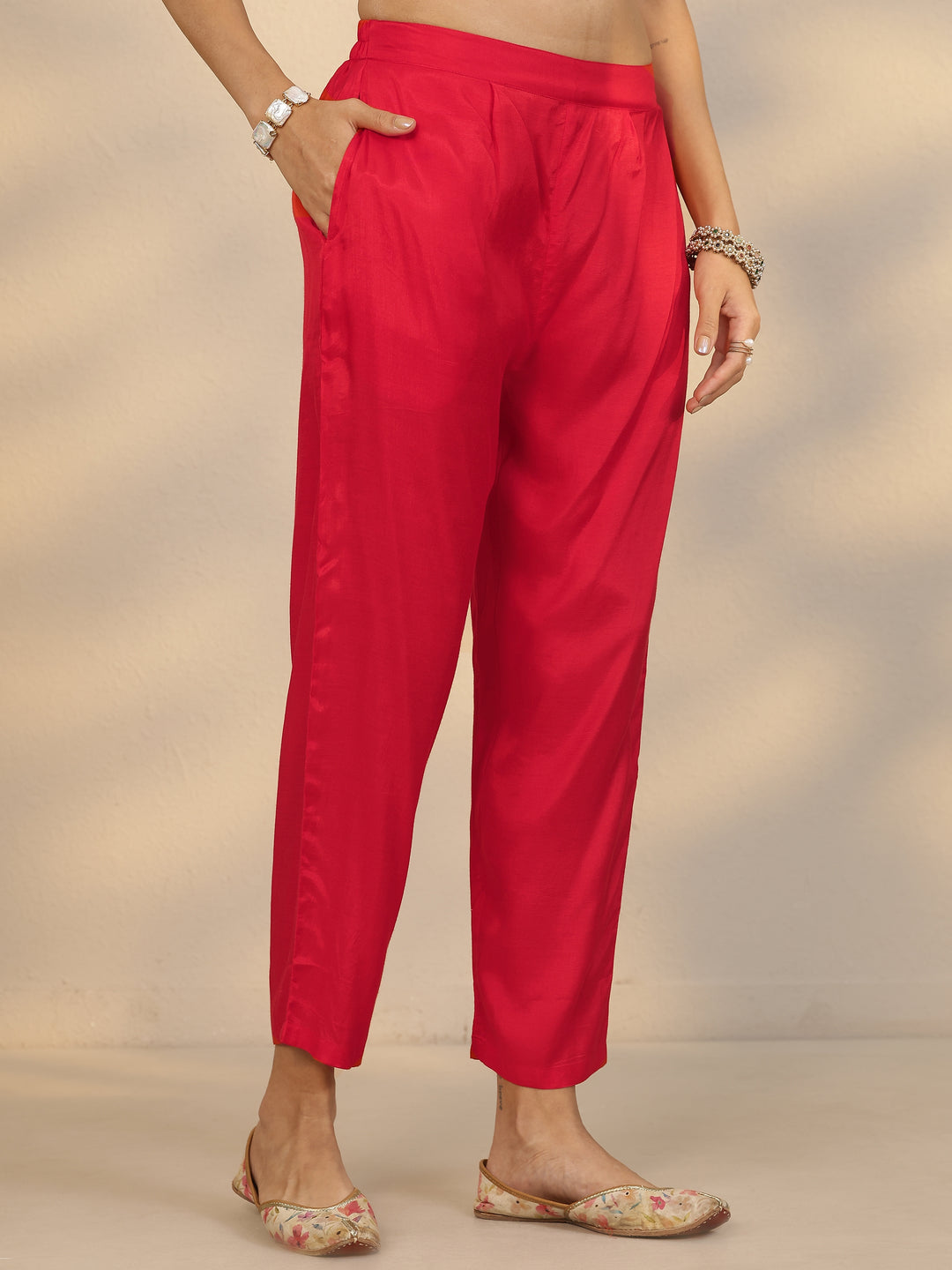  Orange Printed Silk Blend Straight Suit Set With Dupatta 