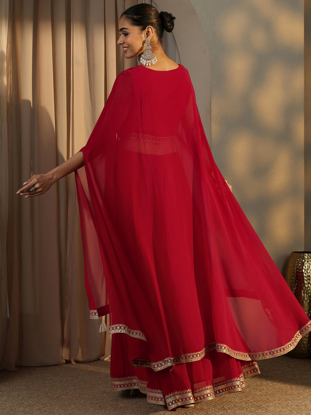  Libas Art Red Printed Cotton Blend Co-Ord Set 