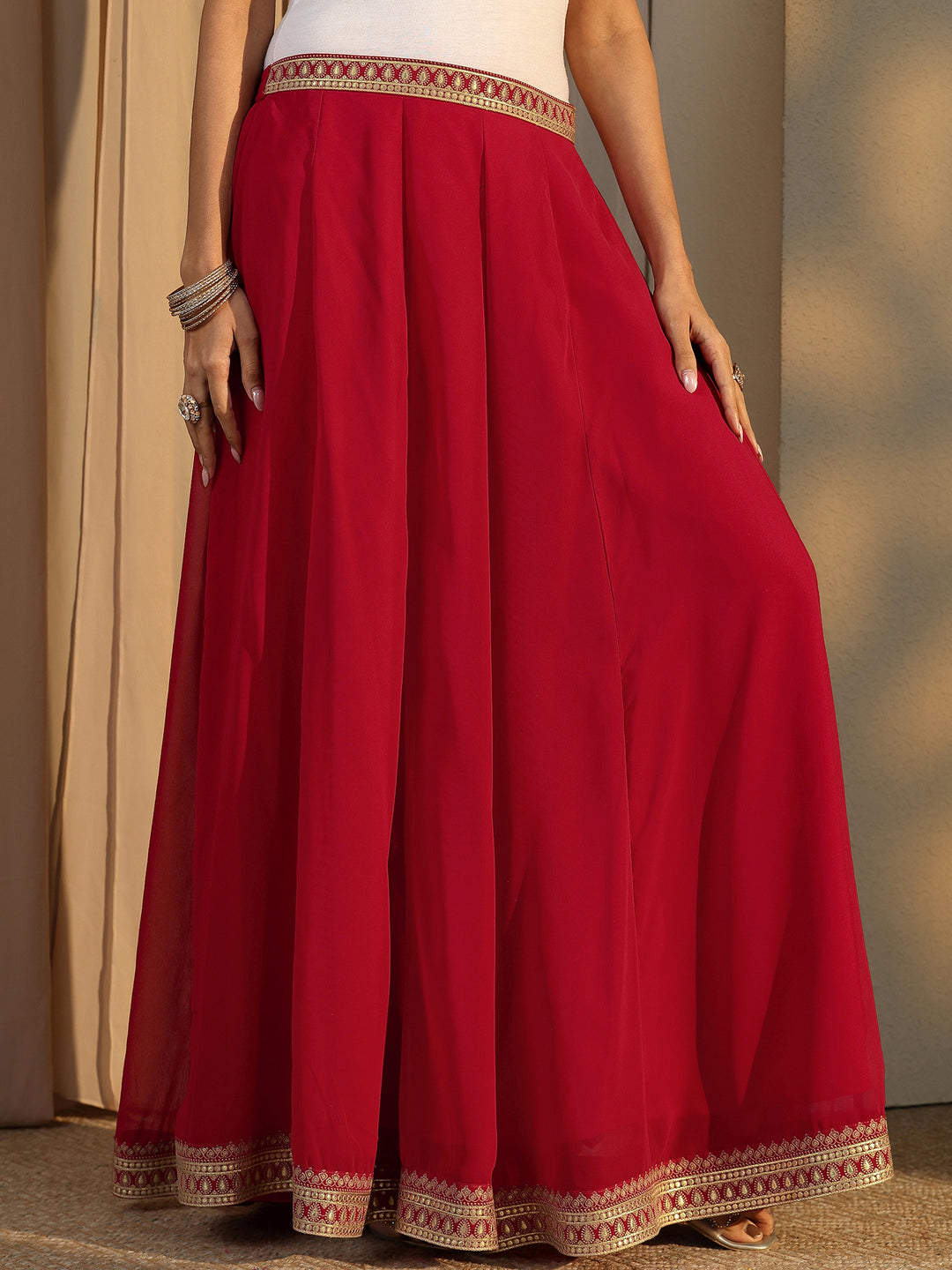  Libas Art Red Printed Cotton Blend Co-Ord Set 