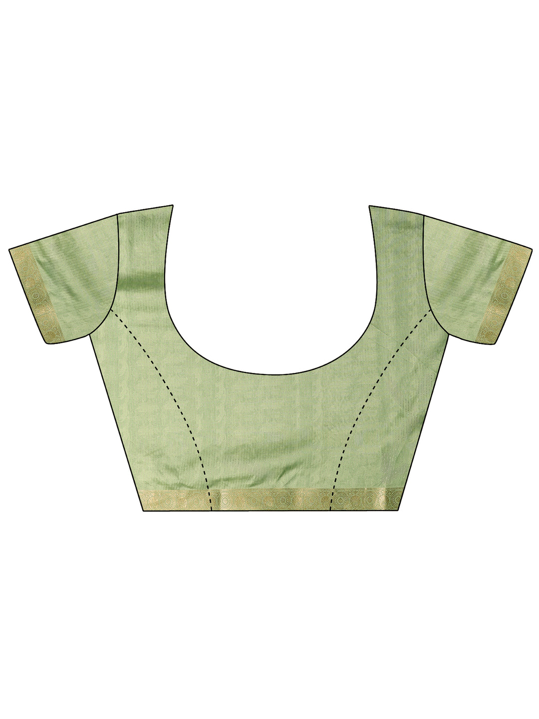  Green Tribal Printed Silk Blend Saree With Unstitched Blouse Piece 