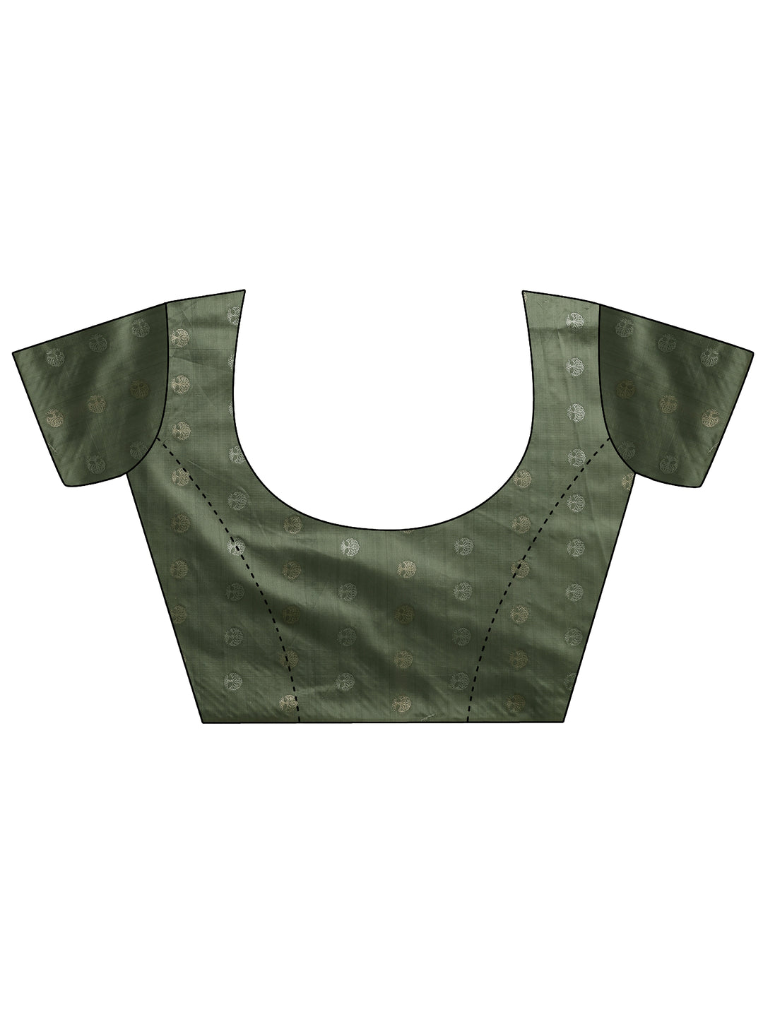  Green Printed Silk Blend Saree With Unstitched Blouse Piece 