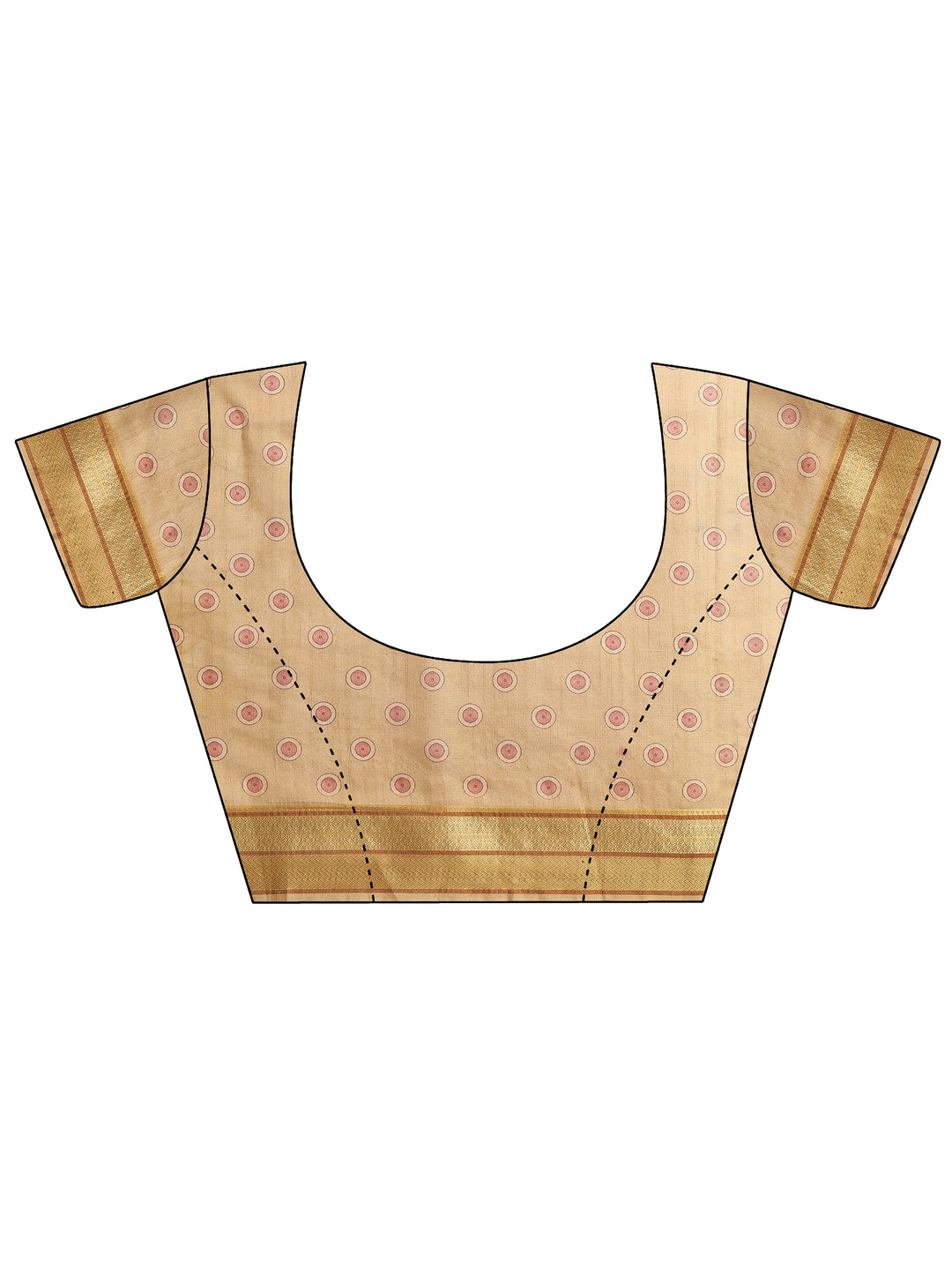  Gold Tribal Printed Silk Blend Saree With Unstitched Blouse Piece 