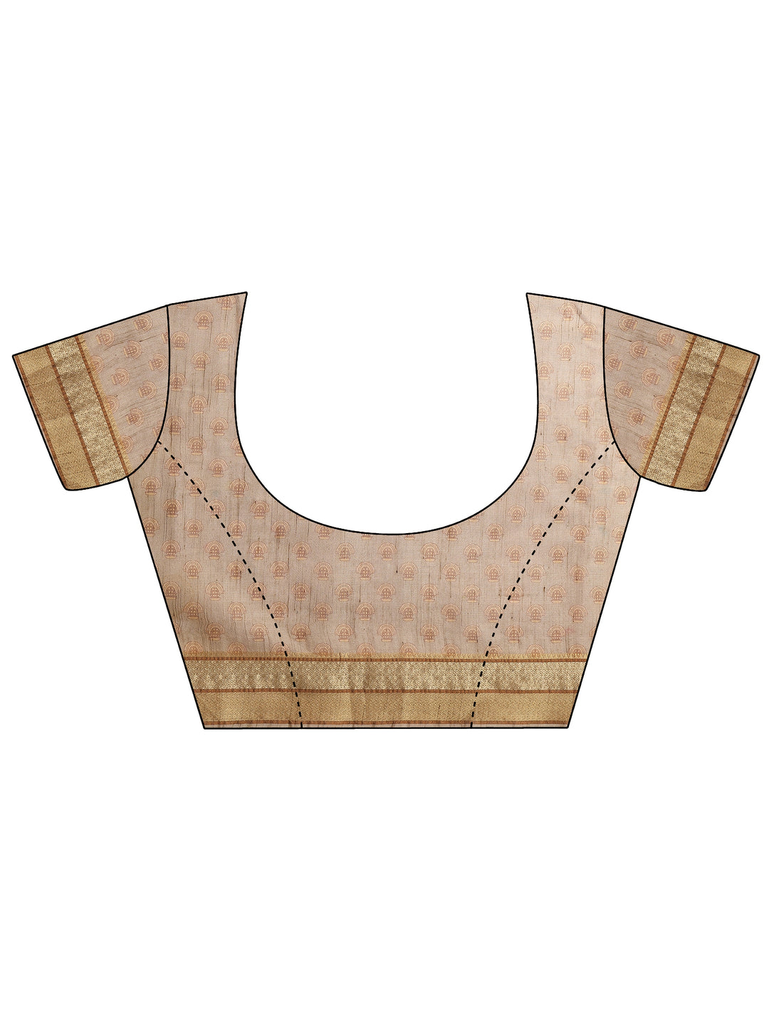  Gold Tribal Printed Silk Blend Saree With Unstitched Blouse Piece 