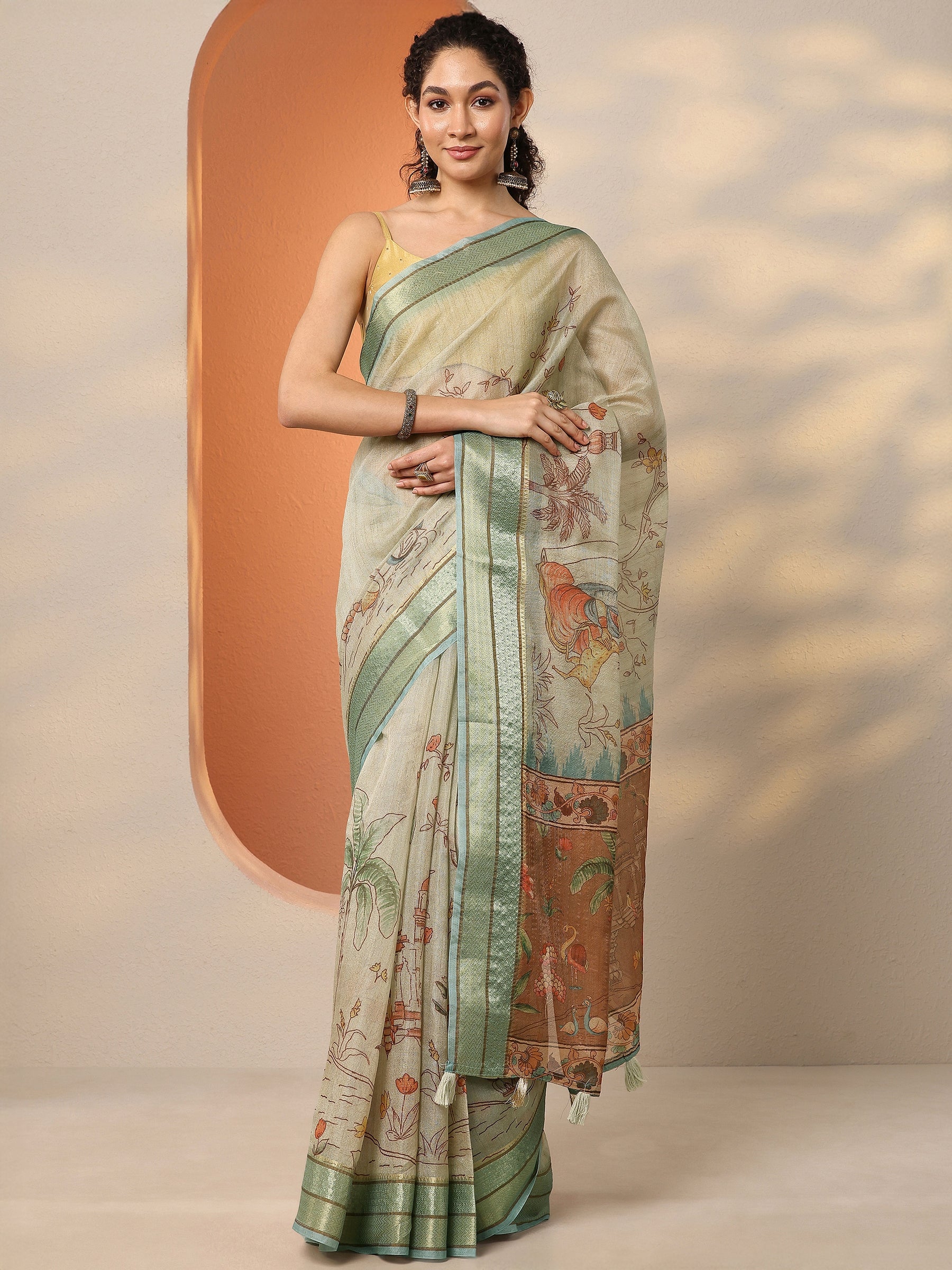 Yellow Solid Silk Blend Saree With Unstitched Blouse Piece