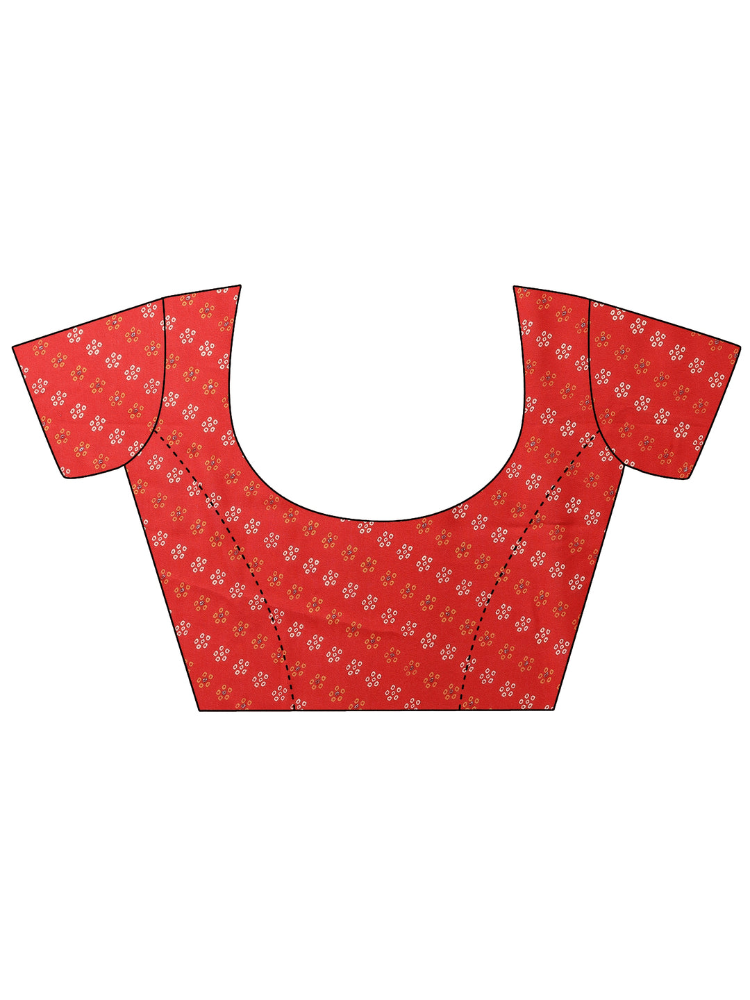  Red Bandhani Printed Silk Blend Saree With Unstitched Blouse Piece 
