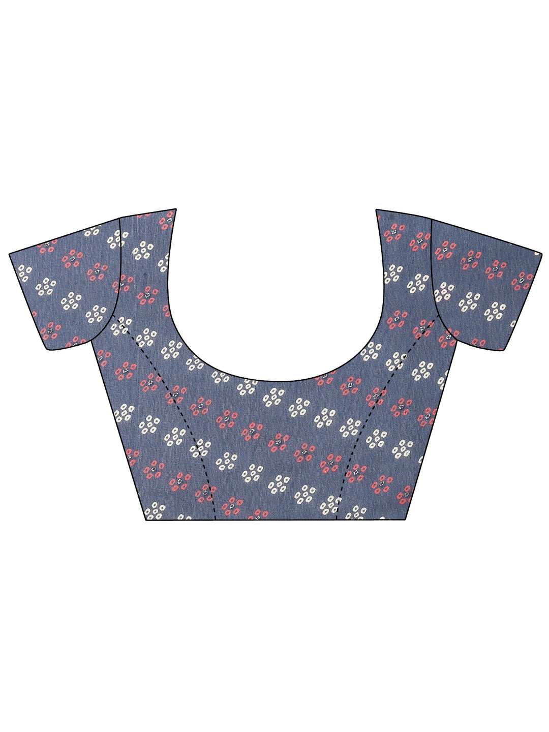  Navy Blue Bandhani Printed Silk Blend Saree With Unstitched Blouse Piece 