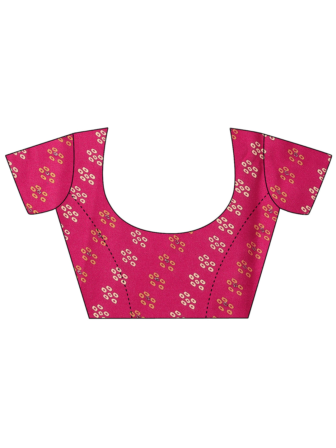  Pink Bandhani Printed Silk Blend Saree With Unstitched Blouse Piece 