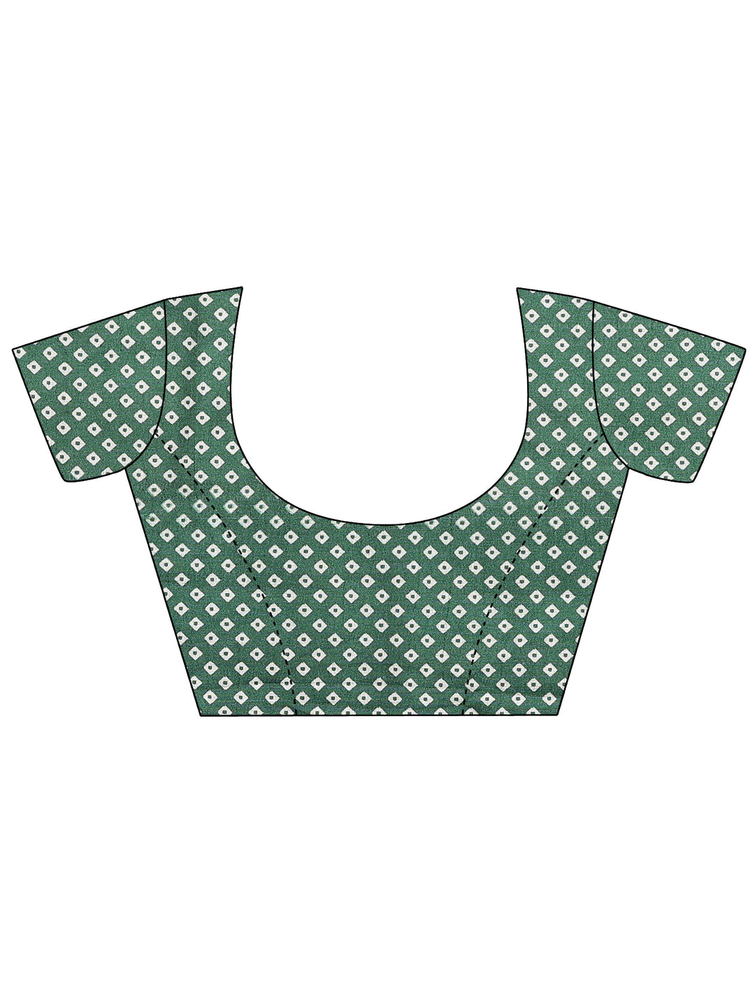  Green Bandhani Printed Silk Blend Saree With Unstitched Blouse Piece 