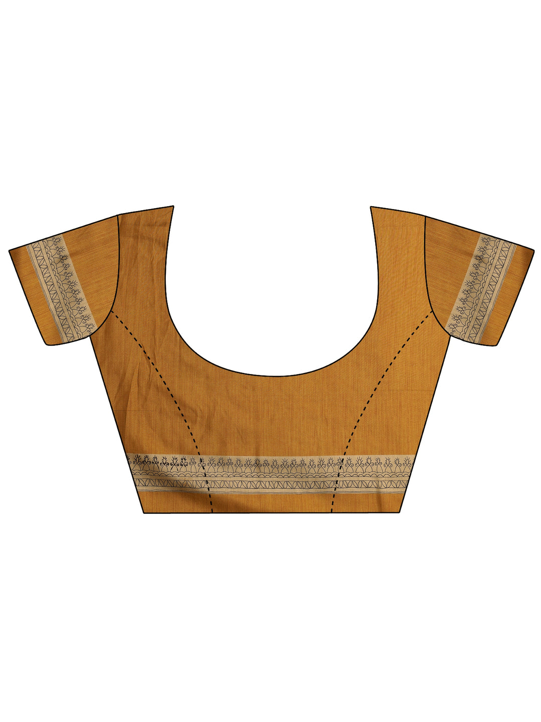  Gold Printed Silk Blend Saree With Unstitched Blouse Piece 