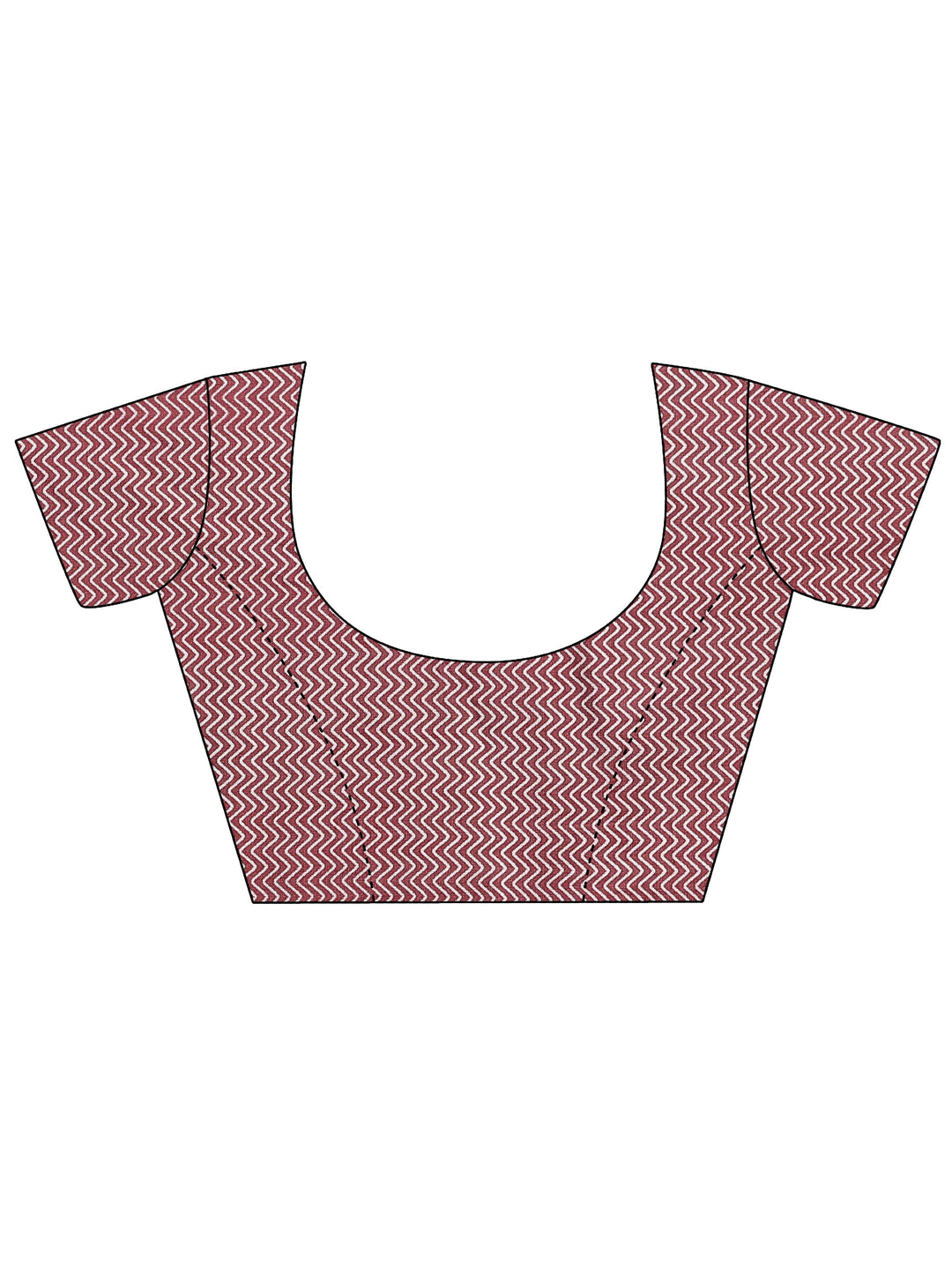  Brown Printed Silk Blend Saree With Unstitched Blouse Piece 