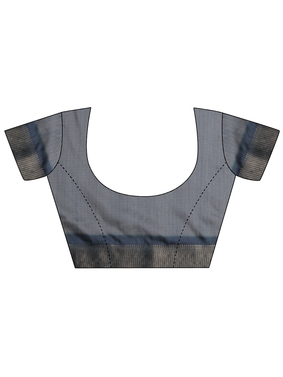  Navy Blue Printed Silk Blend Saree With Unstitched Blouse Piece 