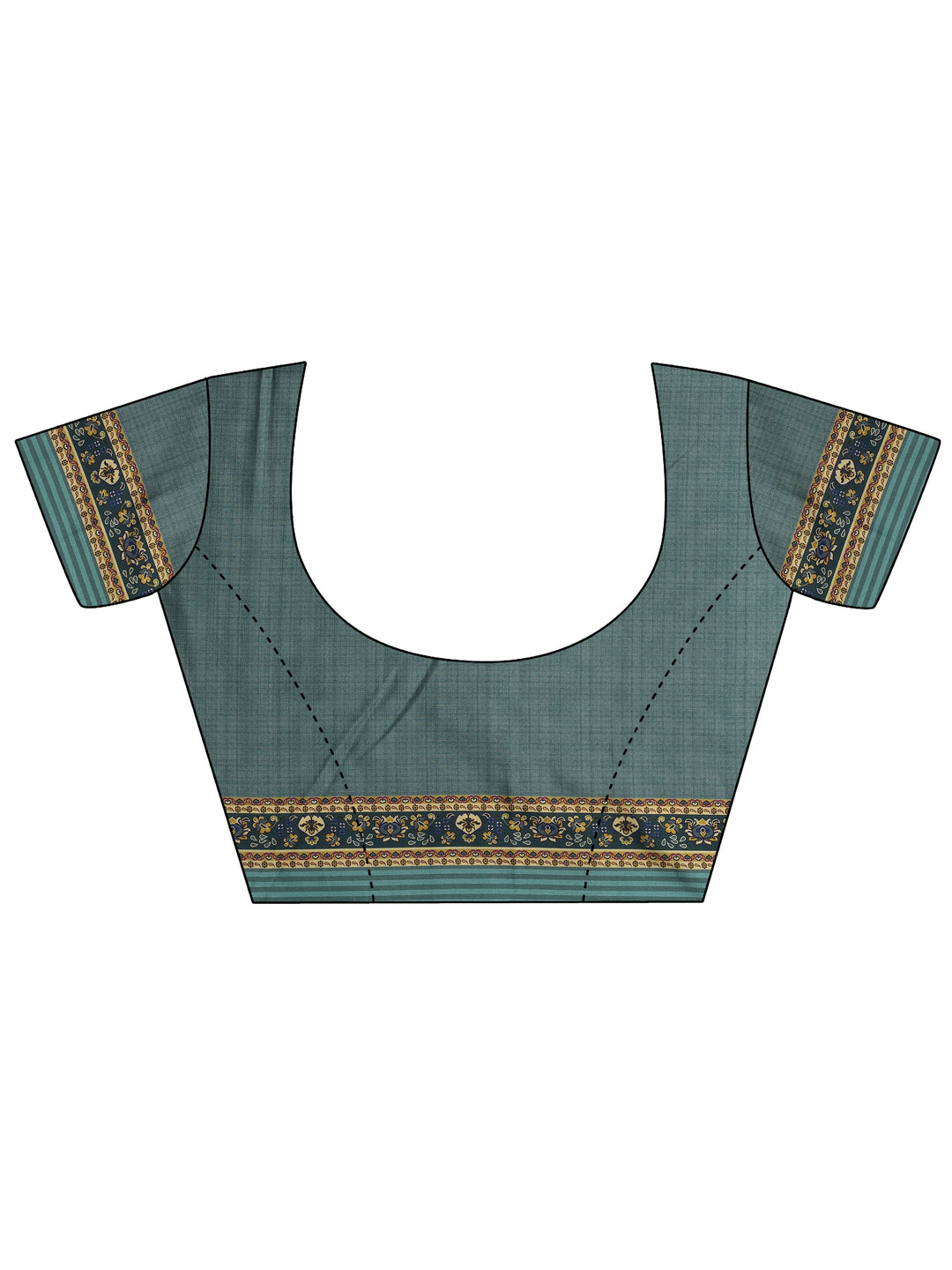  Purple Printed Silk Blend Saree With Unstitched Blouse Piece 