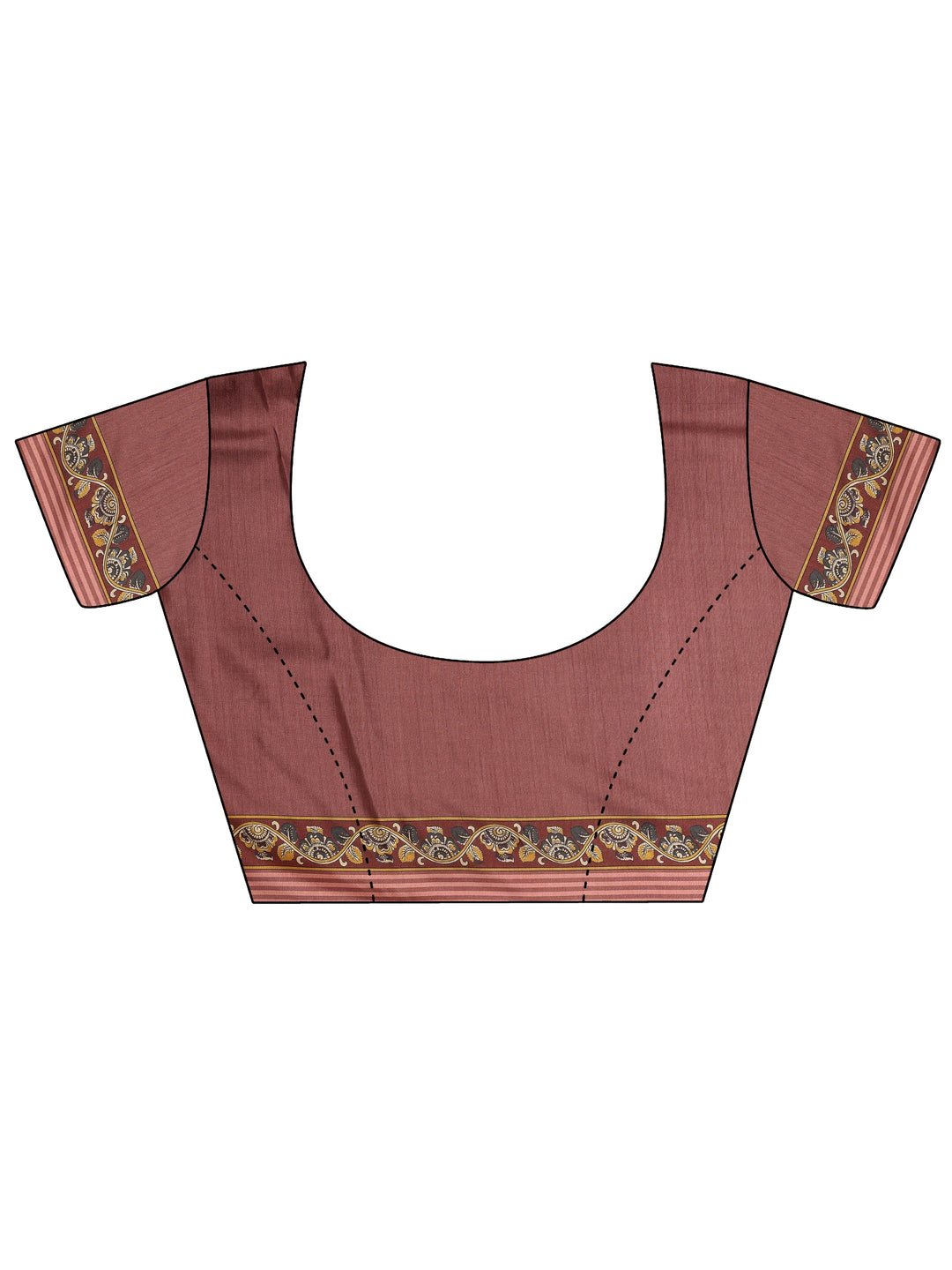  Blue Printed Silk Blend Saree With Unstitched Blouse Piece 