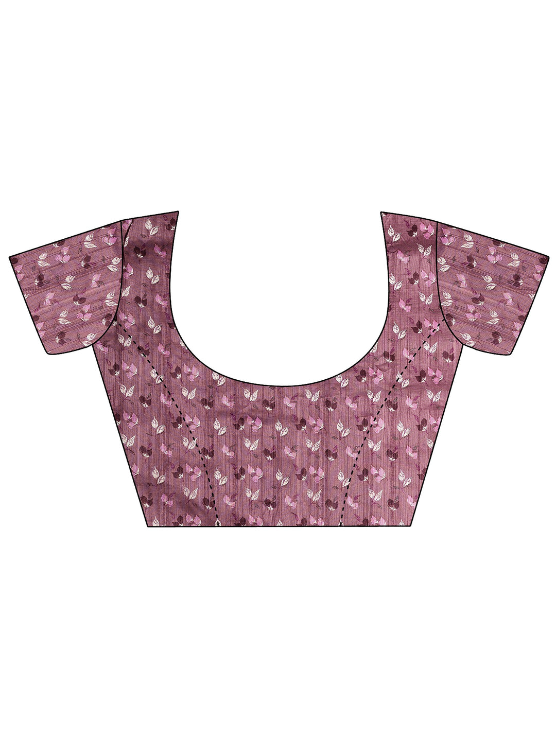  Mauve Striped Printed Georgette Saree With Unstitched Blouse Piece 