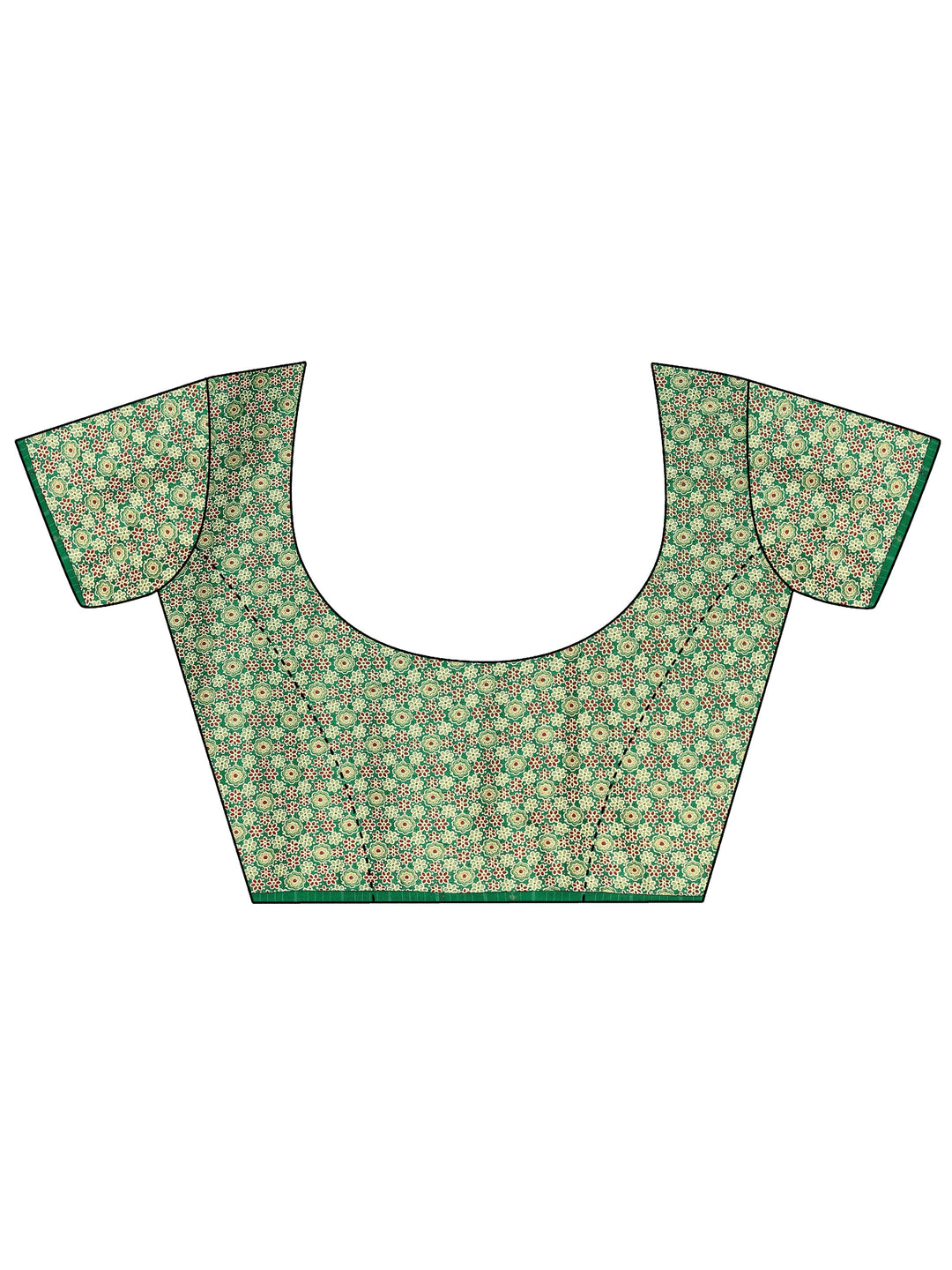  Green Printed Georgette Saree With Unstitched Blouse Piece 