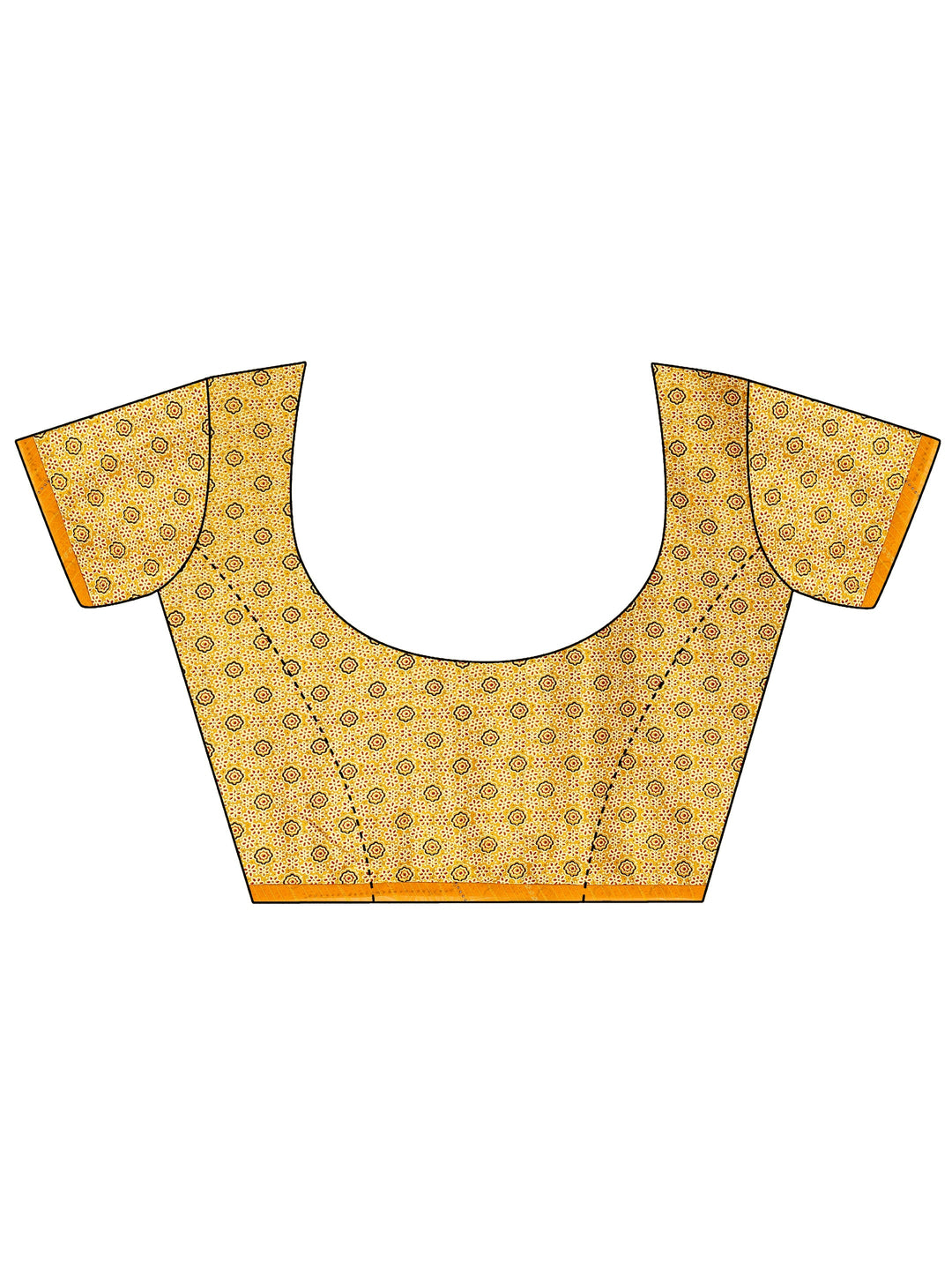  Yellow Printed Georgette Saree With Unstitched Blouse Piece 