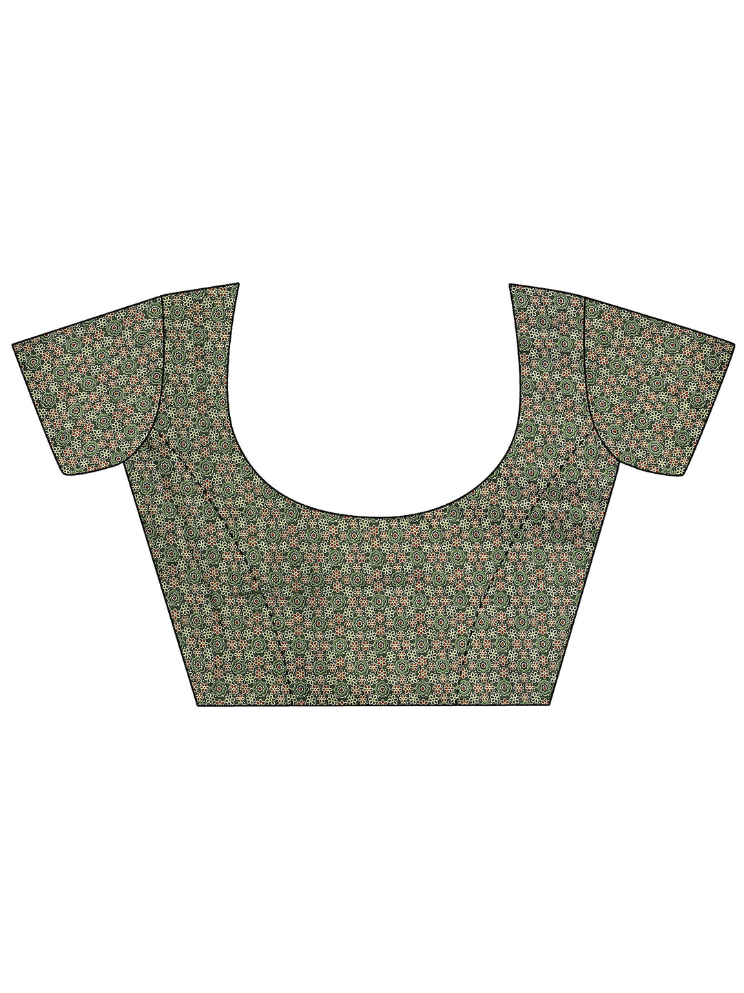  Green Printed Georgette Saree With Unstitched Blouse Piece 