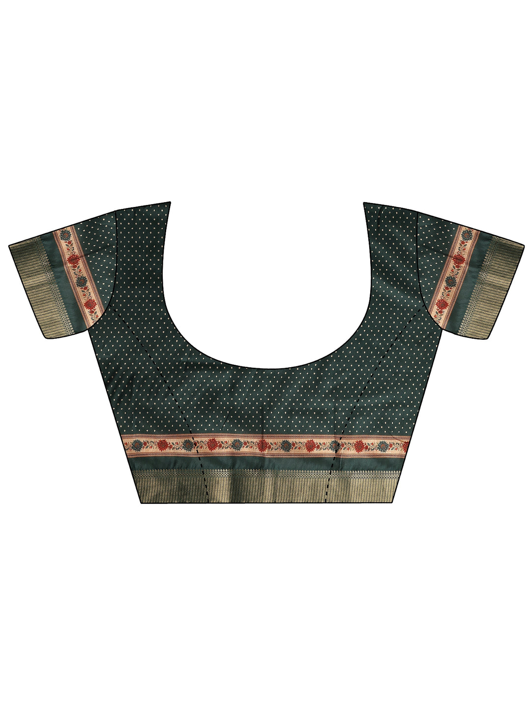  Gold Printed Silk Blend Saree With Unstitched Blouse Piece 