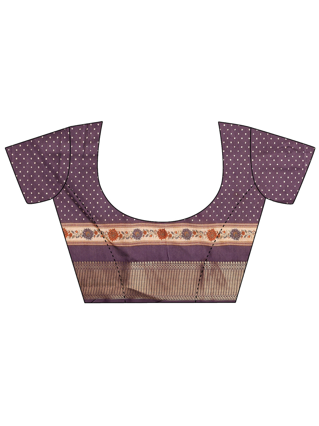  Gold Printed Silk Blend Saree With Unstitched Blouse Piece 