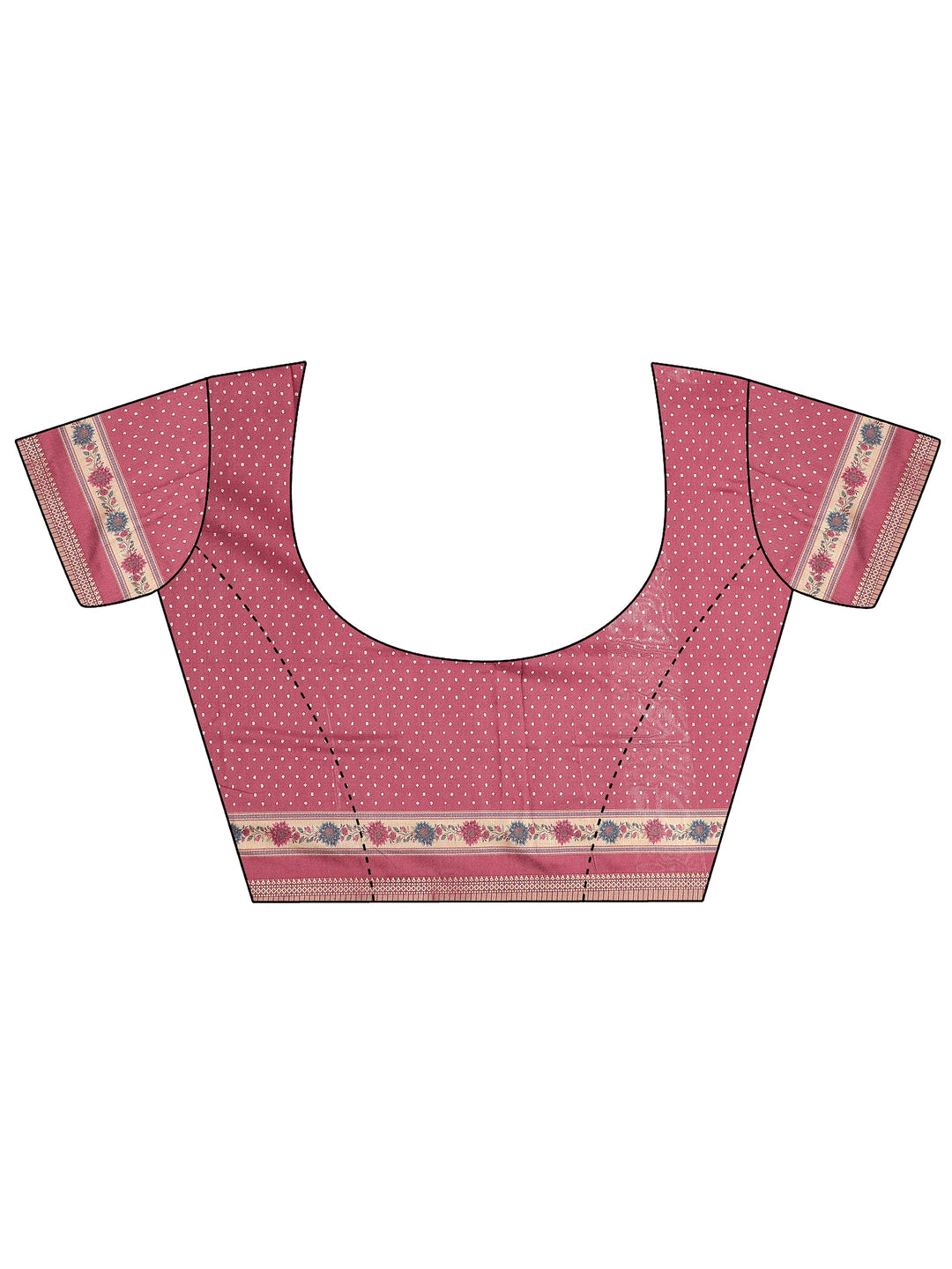  Gold Printed Silk Blend Saree With Unstitched Blouse Piece 