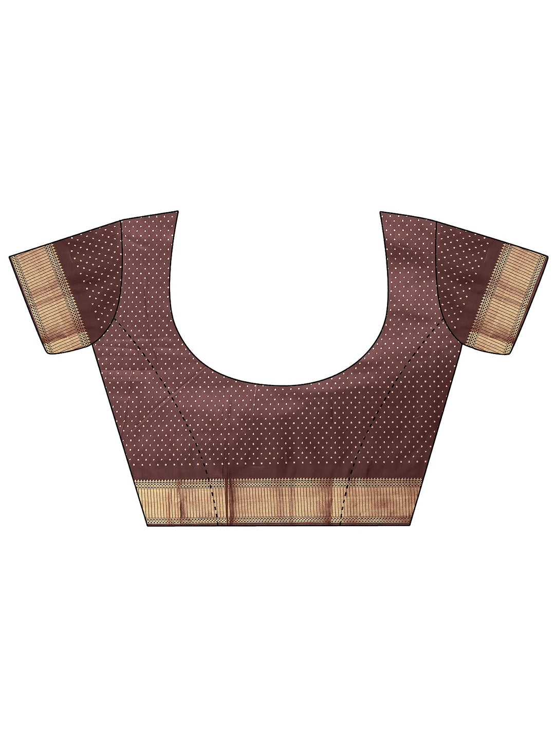  Gold Printed Silk Blend Saree With Unstitched Blouse Piece 