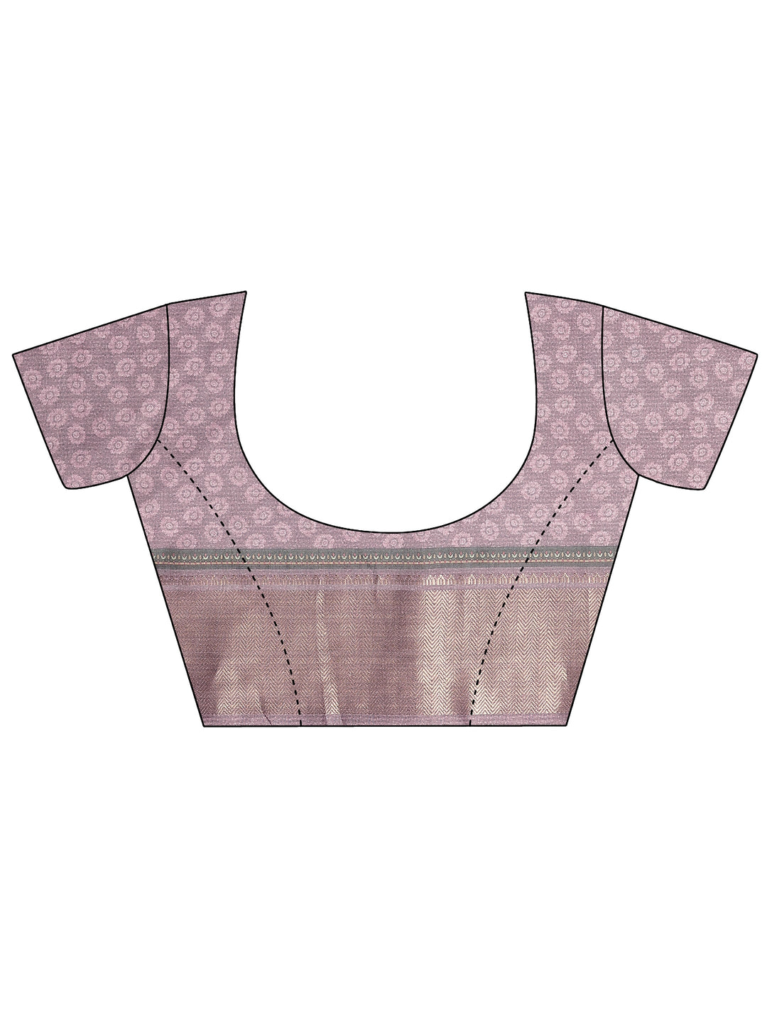  Lavender Printed Silk Blend Saree With Unstitched Blouse Piece 