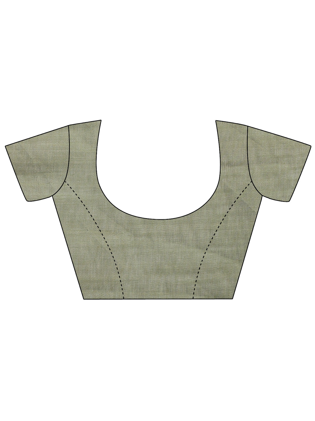  Green Printed Linen Saree With Unstitched Blouse Piece 